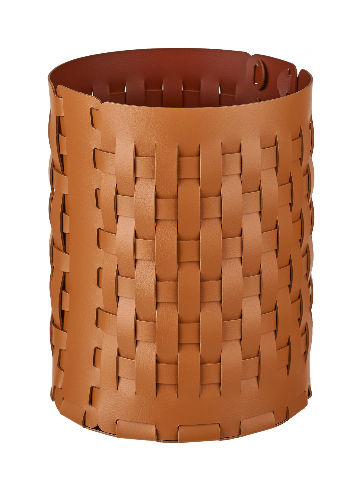 Корзина BOTTEGA круглая 20 см коньяк, кожа