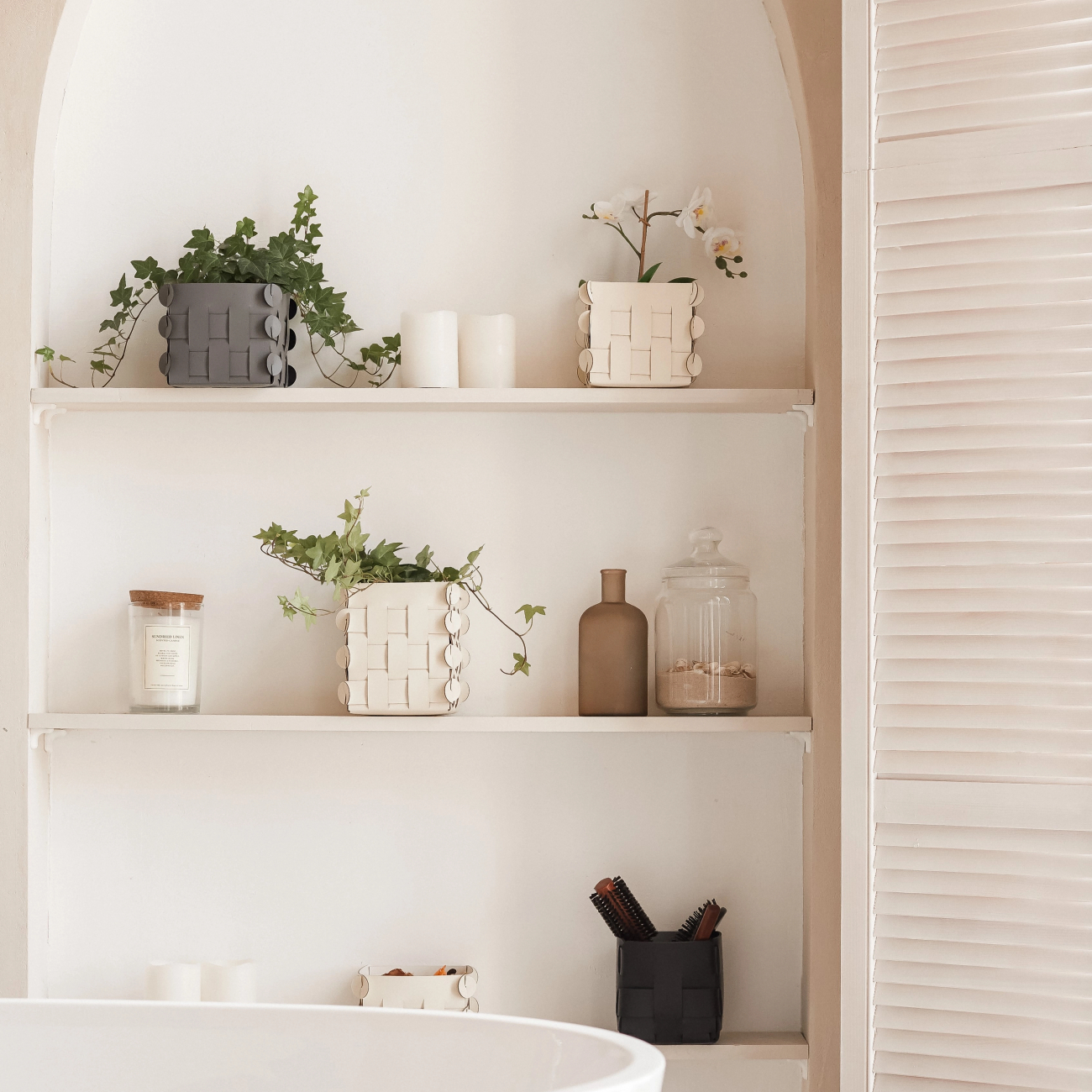 Корзинка SHLESSER 13х13 белая, кожа – 2