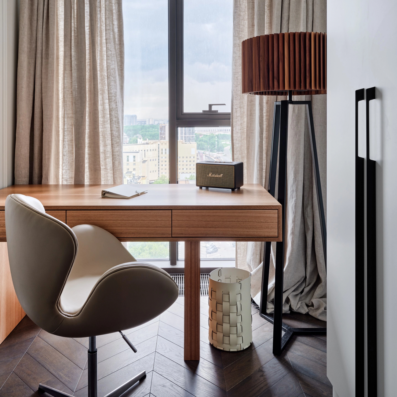 Корзина BOTTEGA круглая 35 см панна кота, кожа ADJ 2035.16.TS30