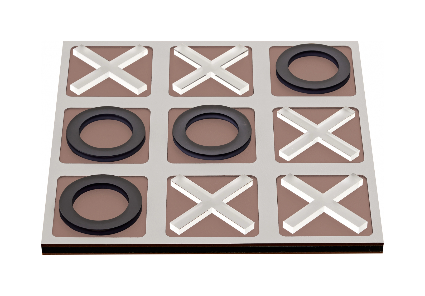 Крестики-нолики 24x24 устричные, акрил, кожа