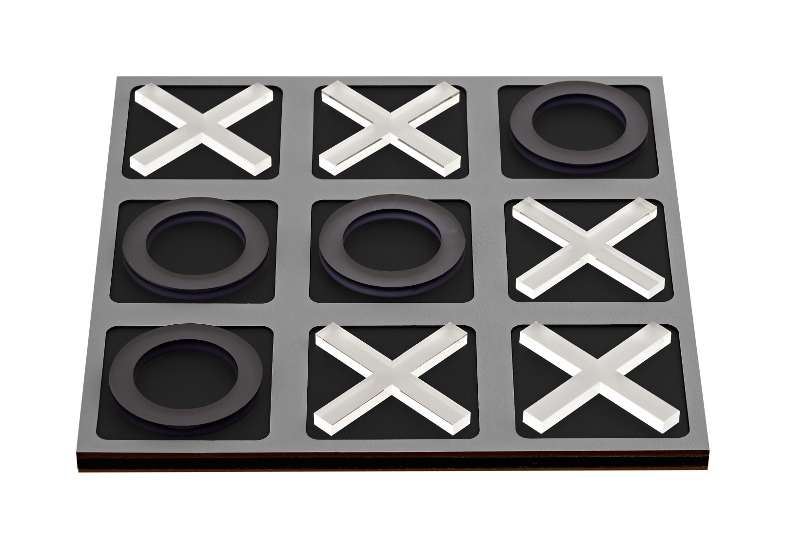 Крестики-нолики 24x24 серые, акрил, кожа