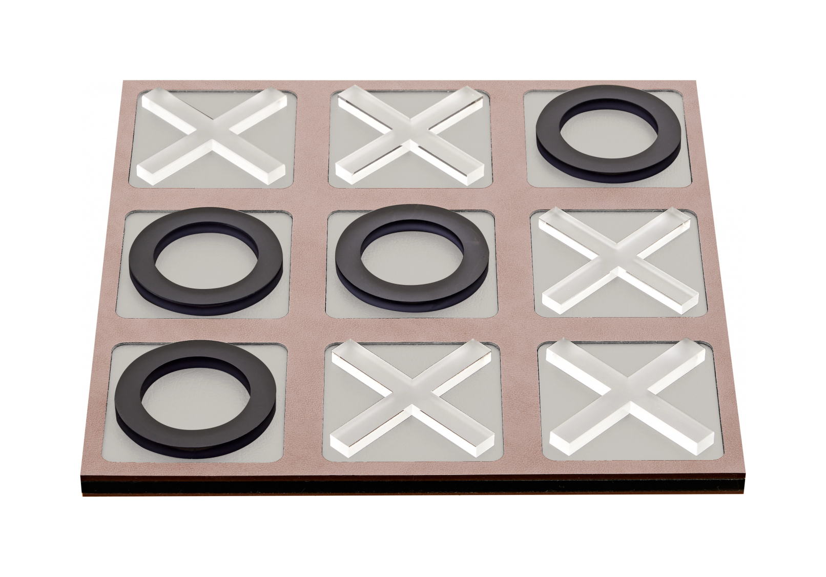 Крестики-нолики 24x24 пепельная роза, акрил, кожа