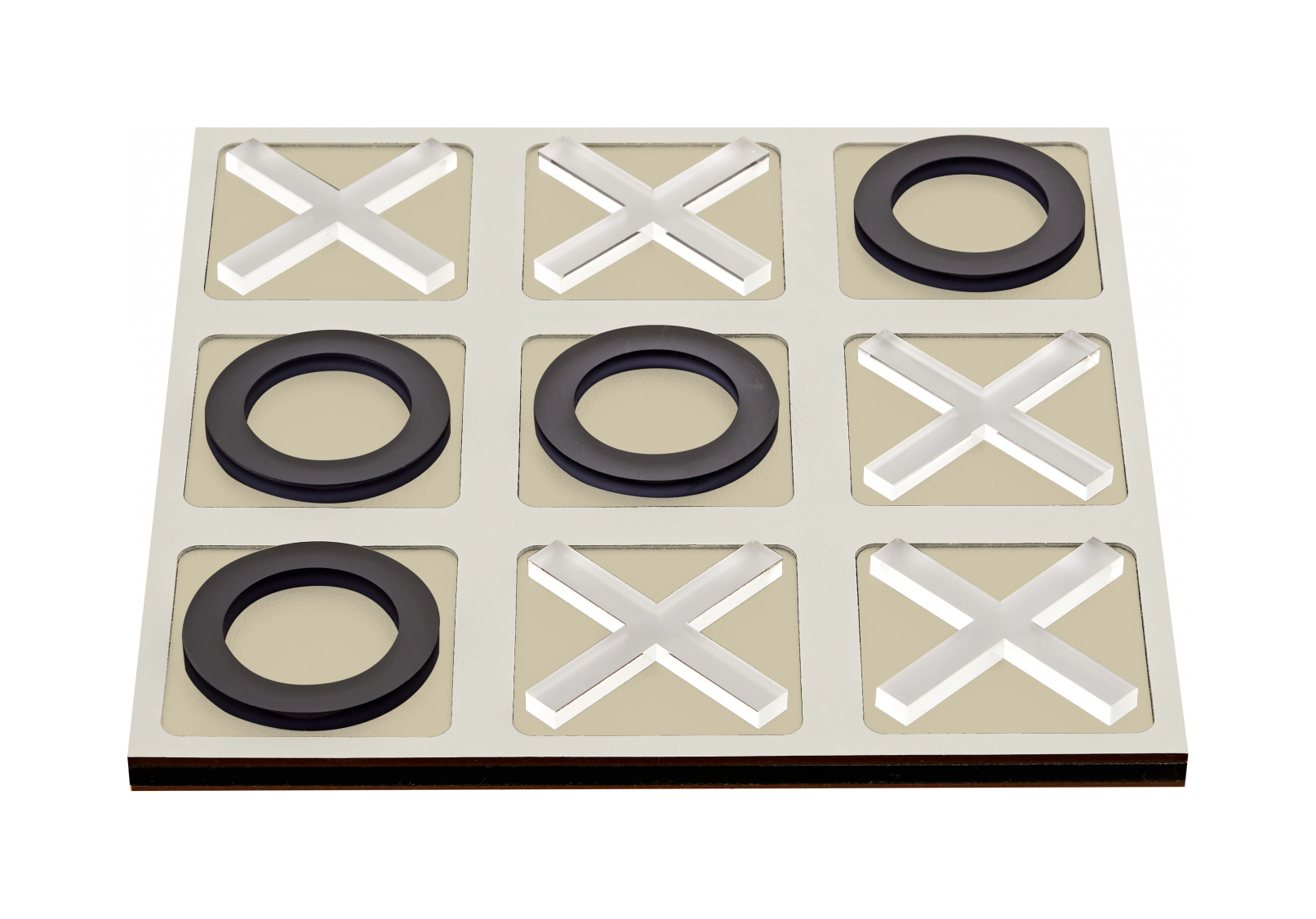 Крестики-нолики 24x24 белые, акрил, кожа