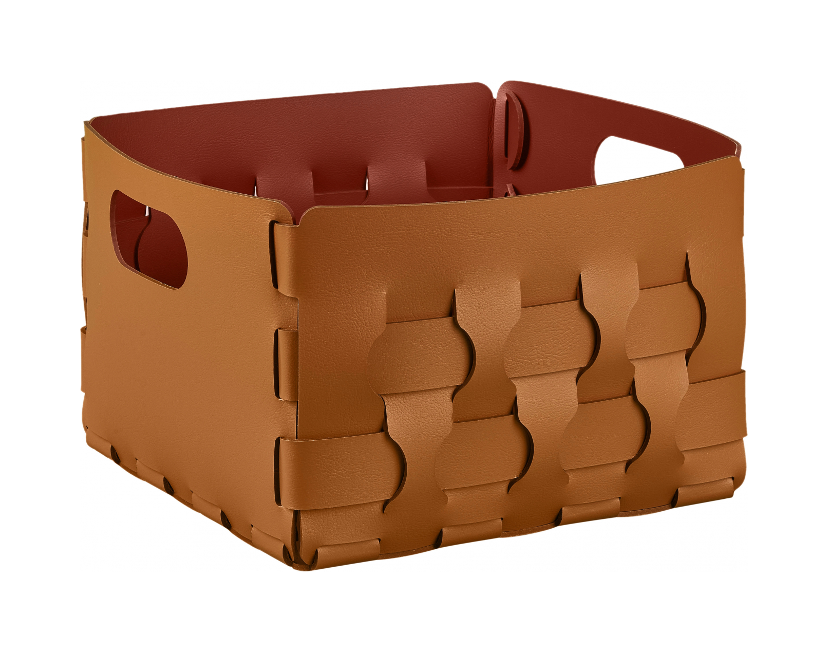 Корзина DUBAI 25x25 коньяк, кожа