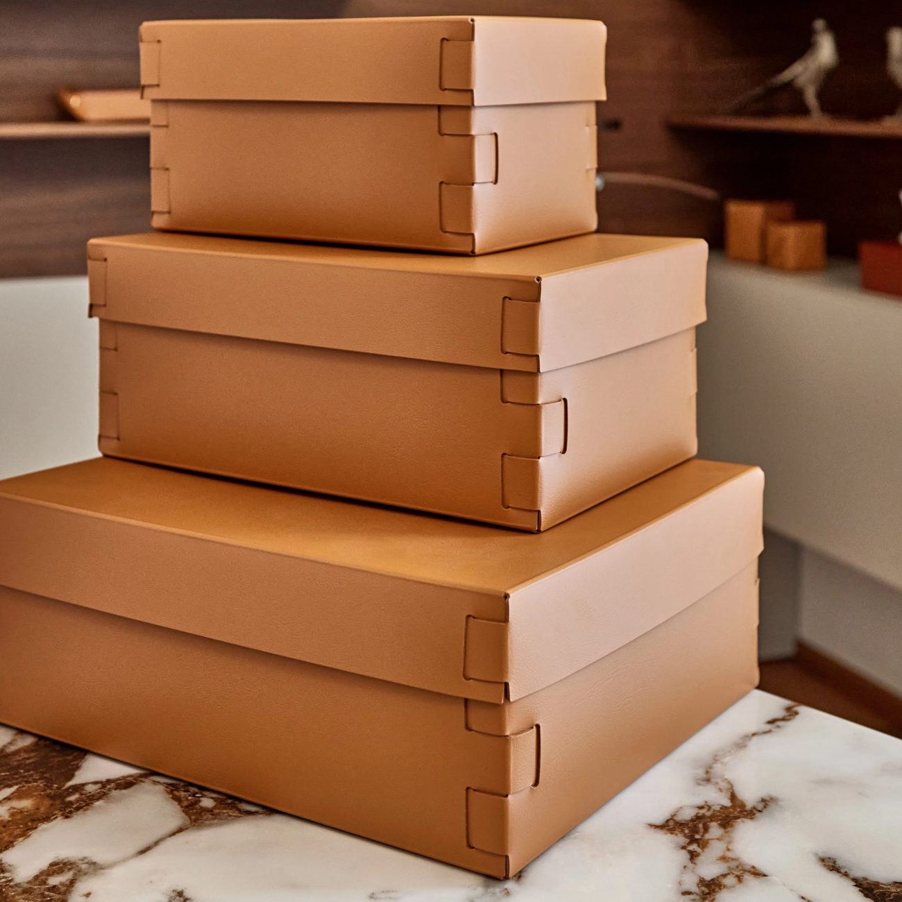 Коробка для хранения SNOB 25x15 см коньяк, кожа ADJ 2515.09.TS16