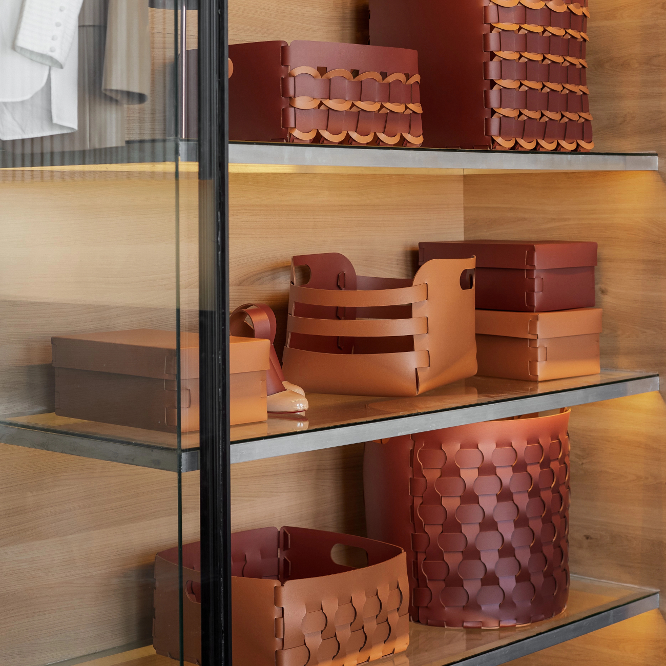 Коробка для хранения SNOB 25x15 см бордо, кожа ADJ 2515.30.TS16