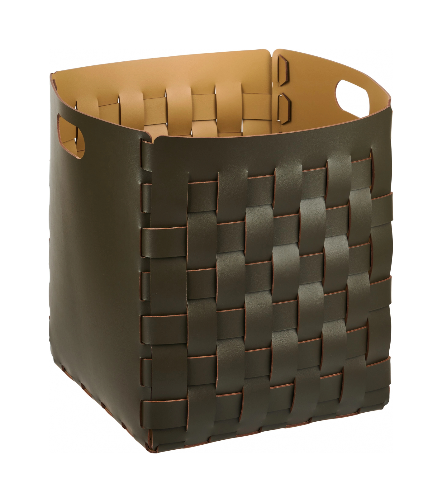 Корзина BOTTEGA 35х35 олива, кожа