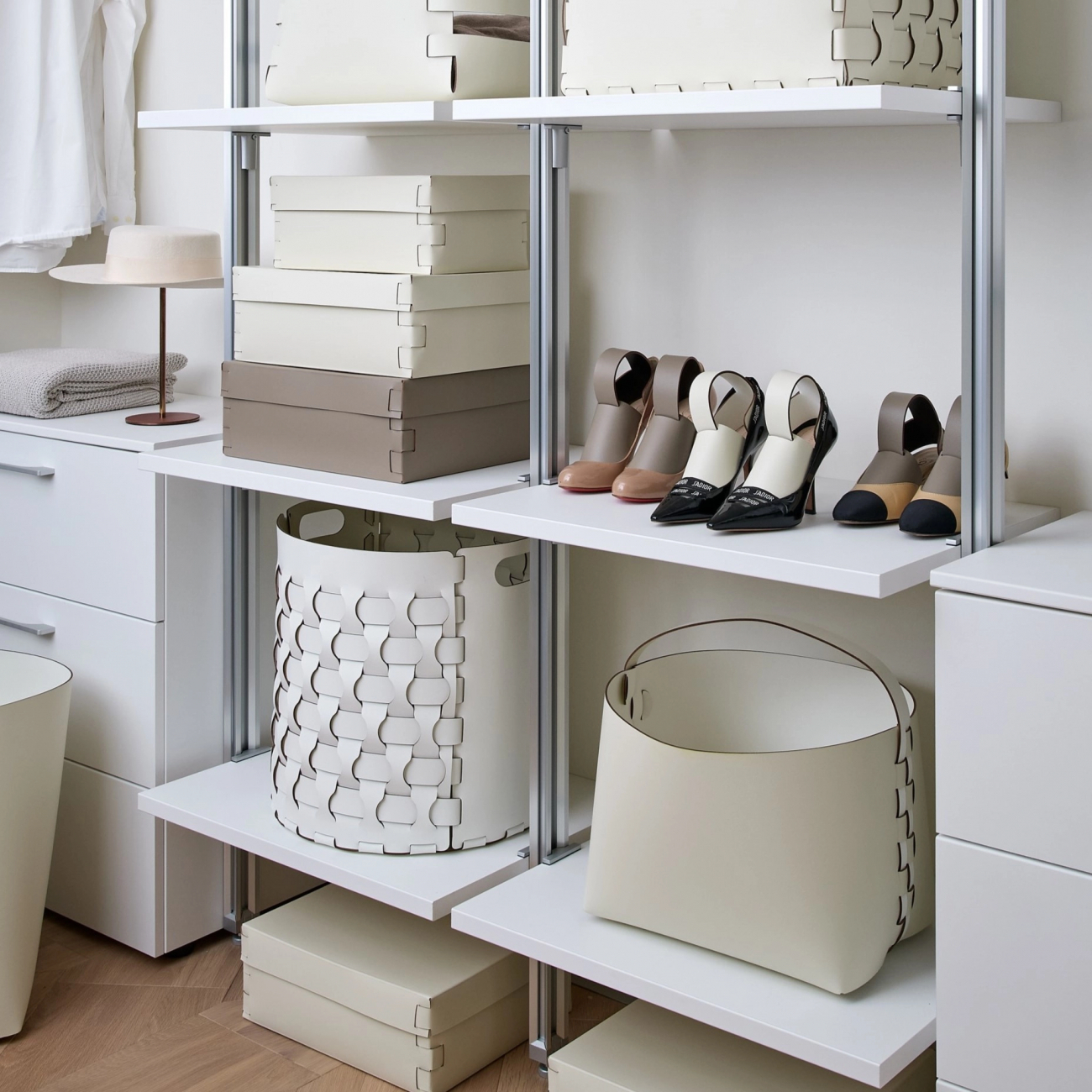 Корзина DUBAI круглая 40 см панна кота, кожа ADJ 2050.16.TS30