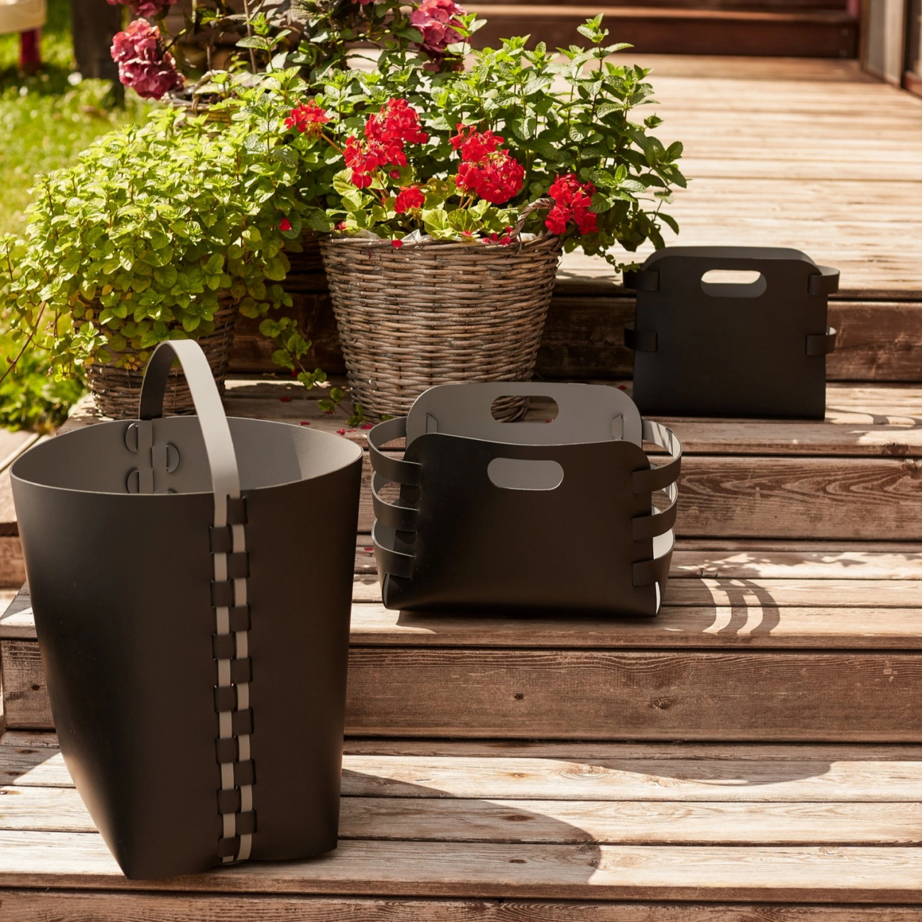 Корзина HELENA прямоугольная с ручкой 35х30 см шоколад, кожа – 2