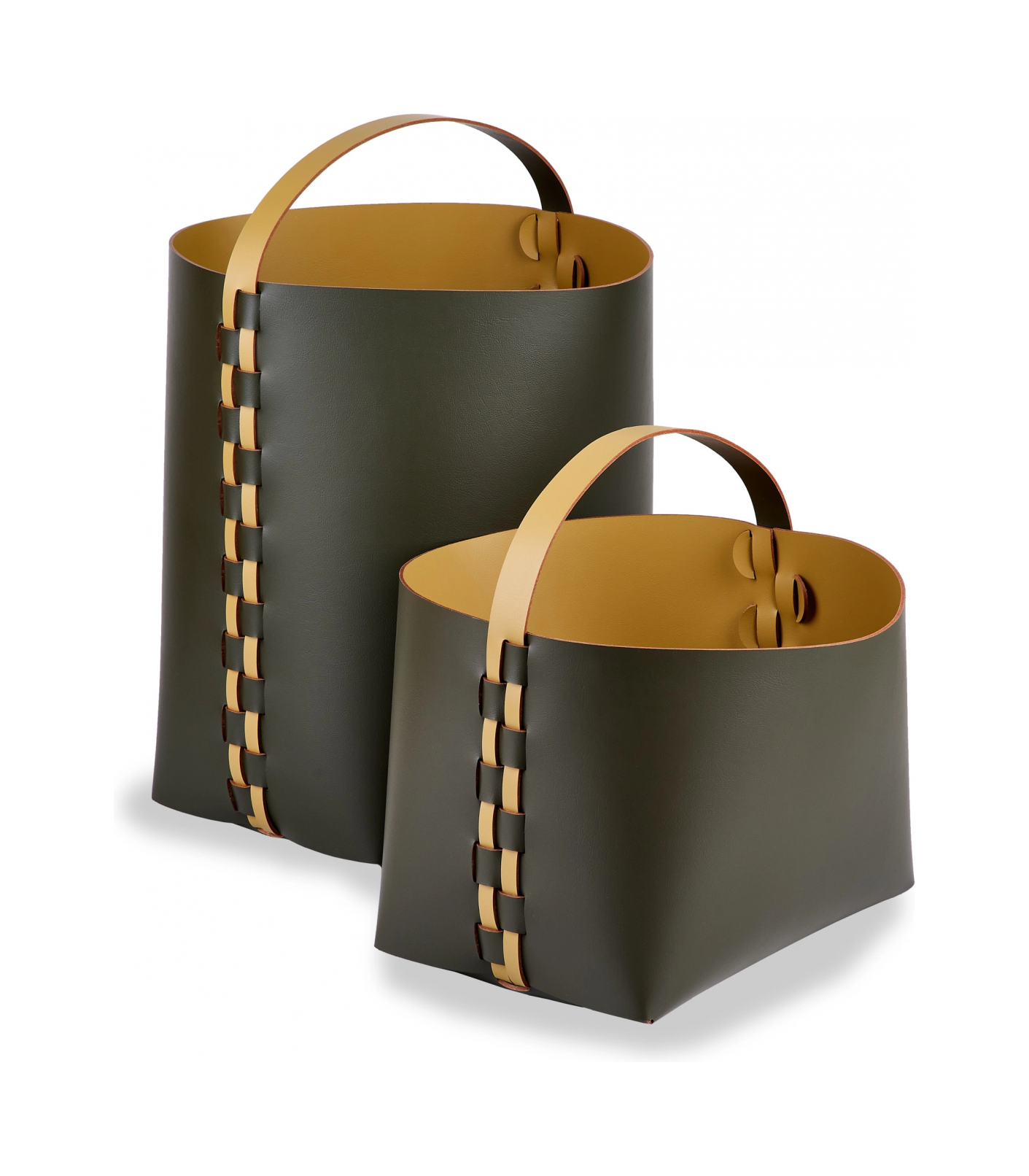 Корзина HELENA прямоугольная с ручкой 35х30 см олива, кожа – 2