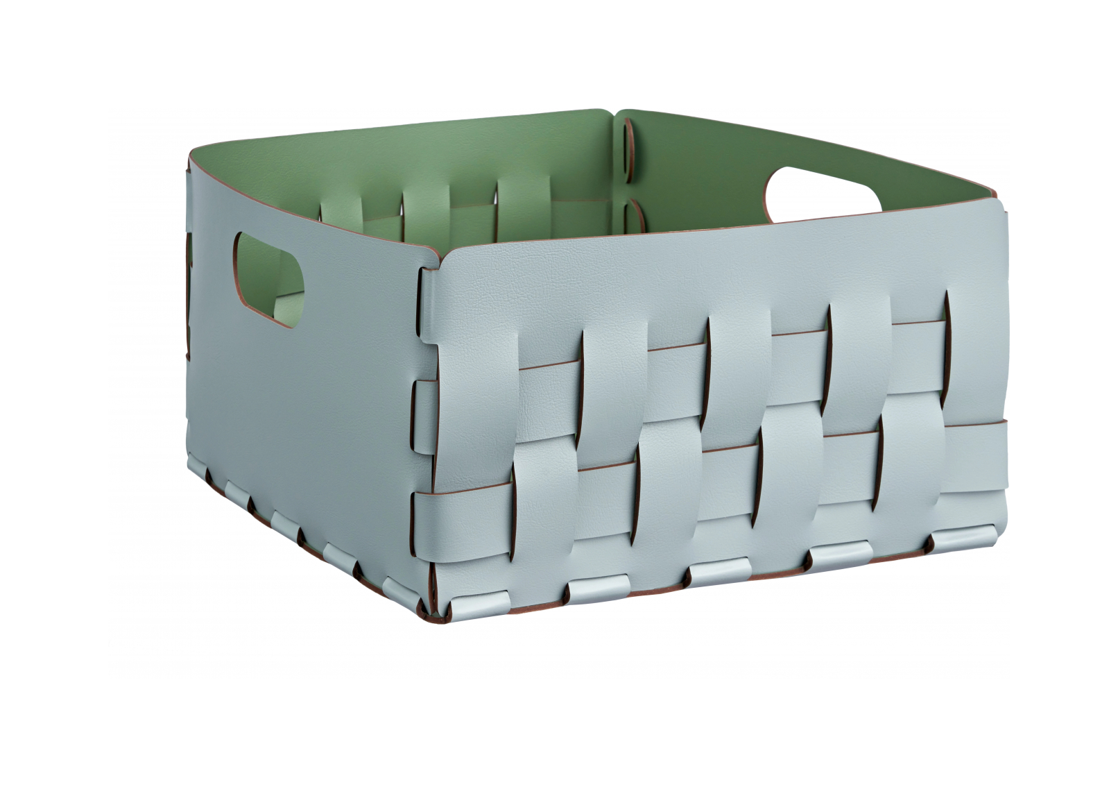 Корзина BOTTEGA 35x35 небесно-голубая, кожа