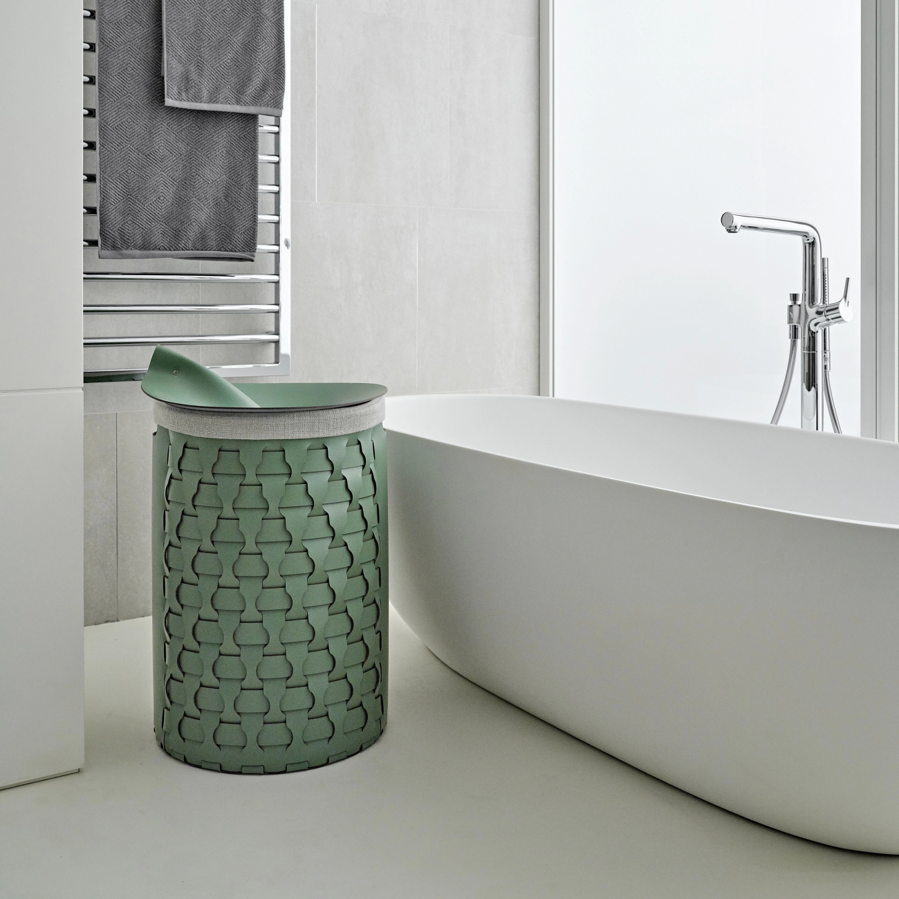 Корзина DUBAI круглая 57 см эвкалипт, кожа – 2