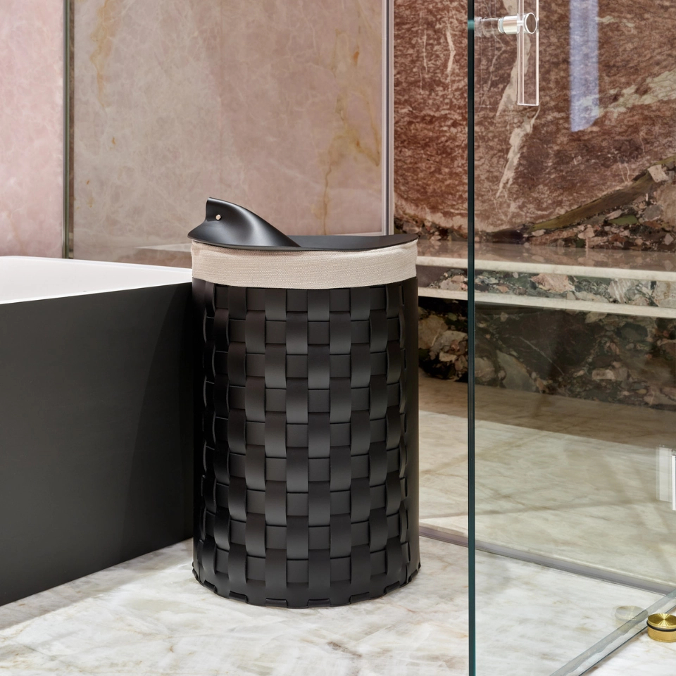 Корзина BOTTEGA круглая 57 см чёрная, кожа ADJ 1057.01.TS30