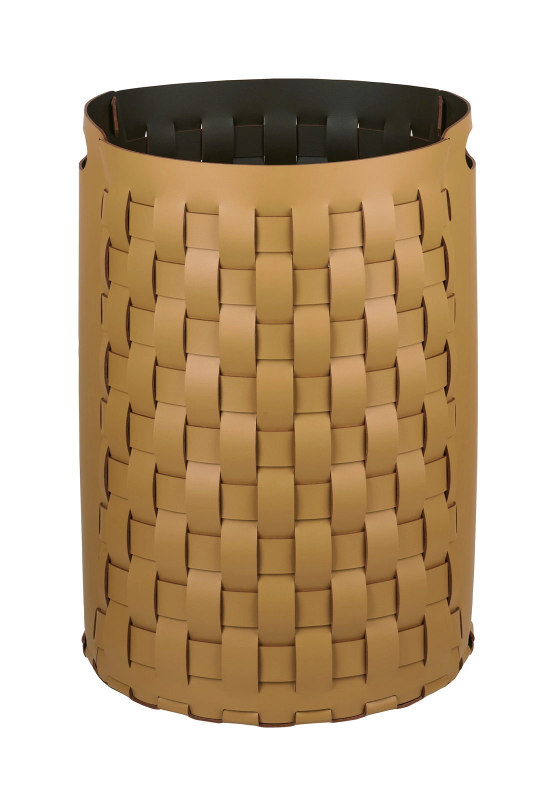 Корзина BOTTEGA круглая 57 см горчица, кожа