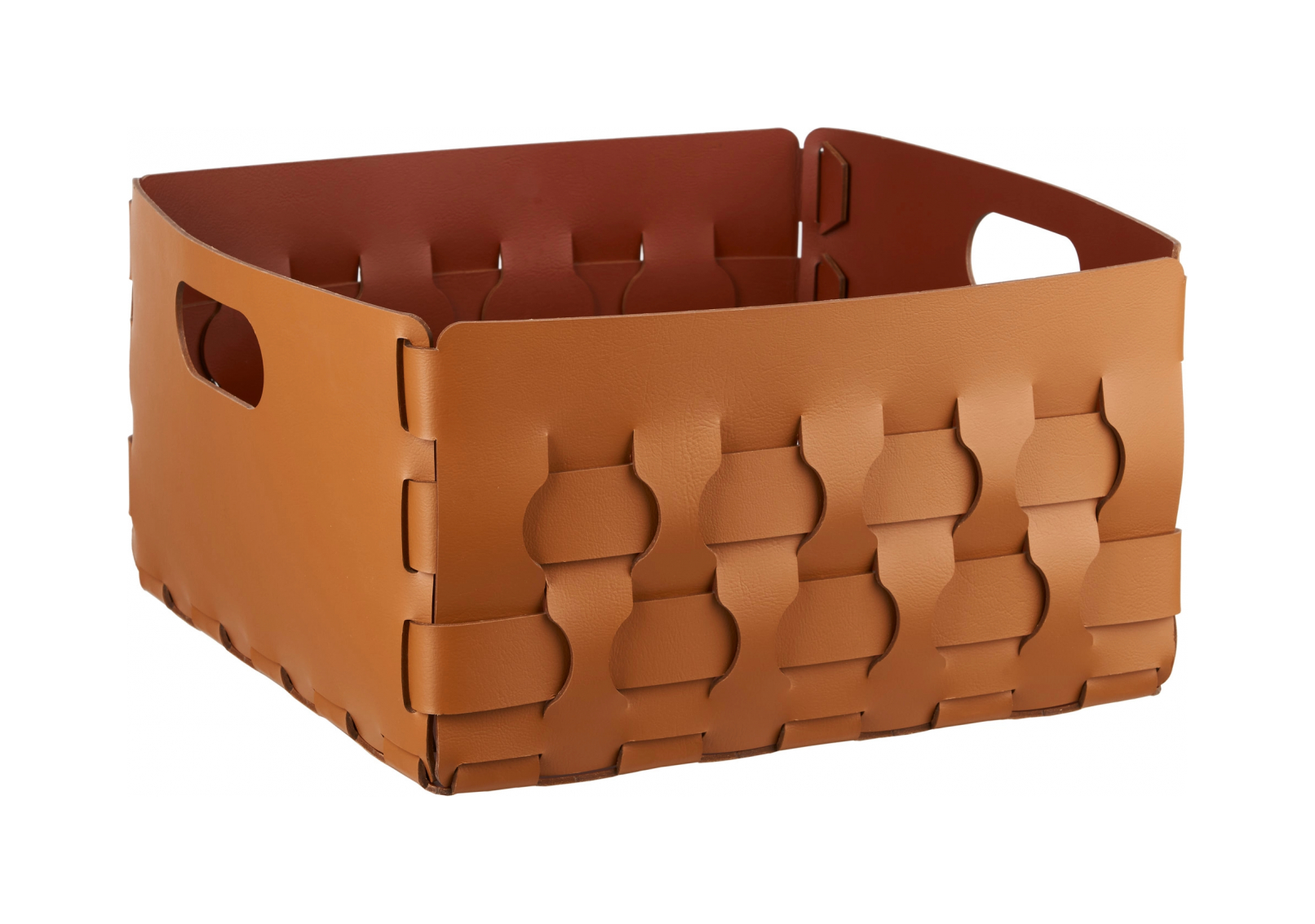 Корзина DUBAI 35x35 коньяк, кожа