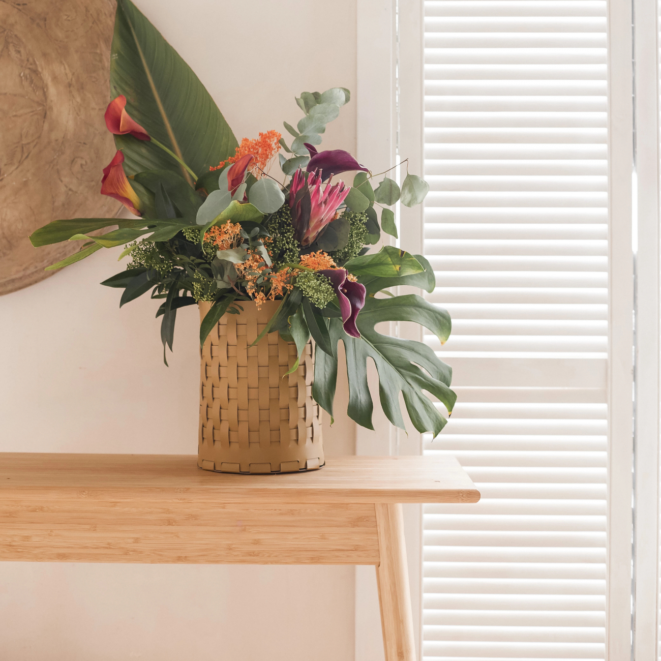 Корзина BOTTEGA круглая 20 см горчица, кожа ADJ 1525.40.TS16