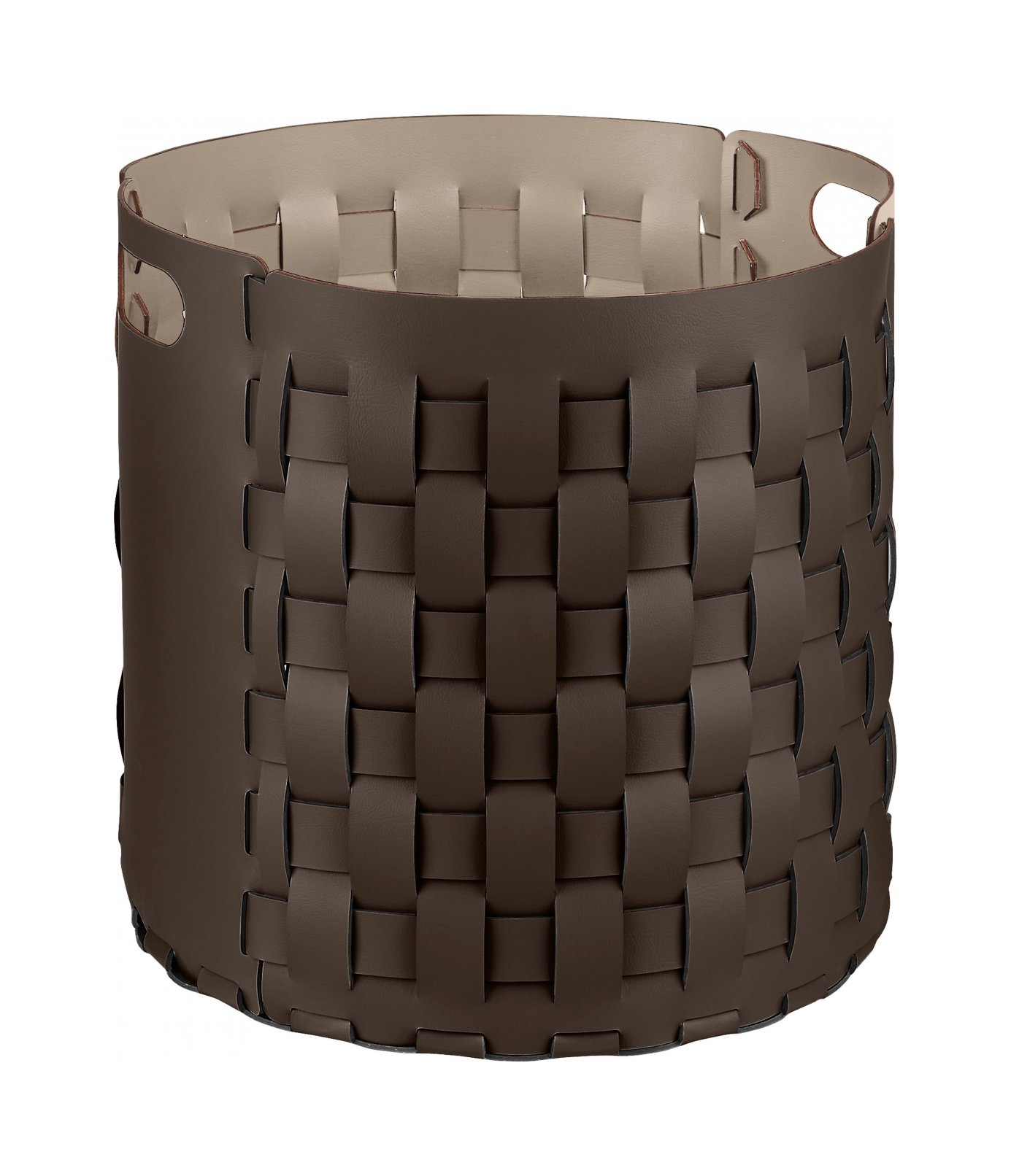 Корзина BOTTEGA круглая 40 см шоколад, кожа