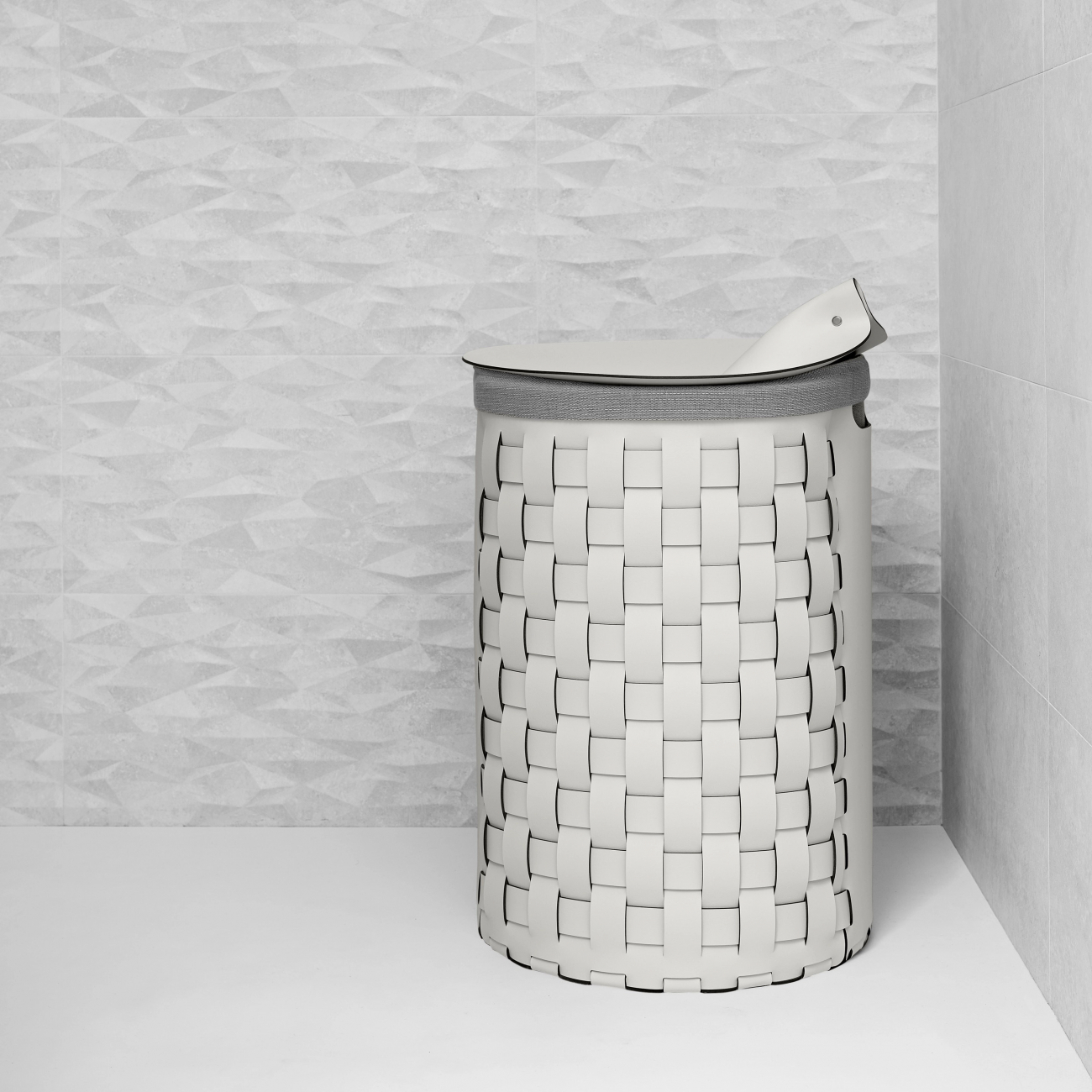 Крышка для корзины круглая 44 см устричная, кожа ADJ 0044.02.TS30