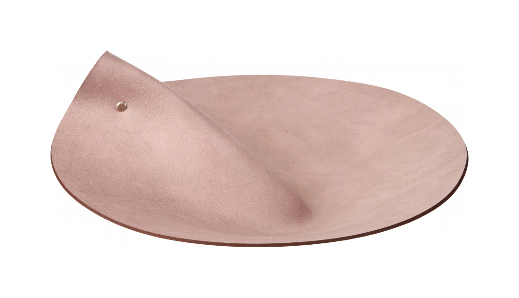 Крышка для корзины круглая 44 см пепельная роза, кожа