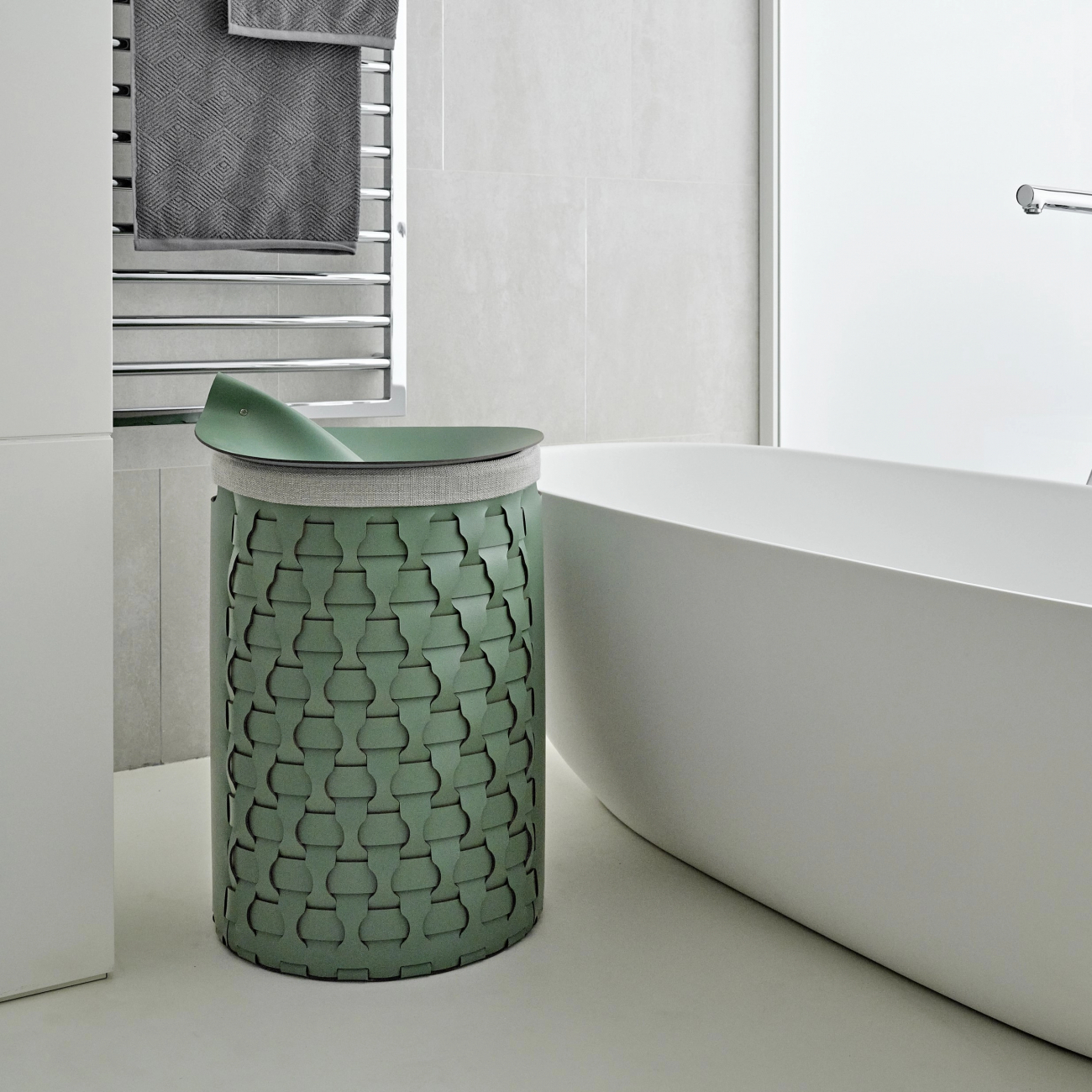 Крышка для корзины круглая 38 см эвкалипт, кожа – 2