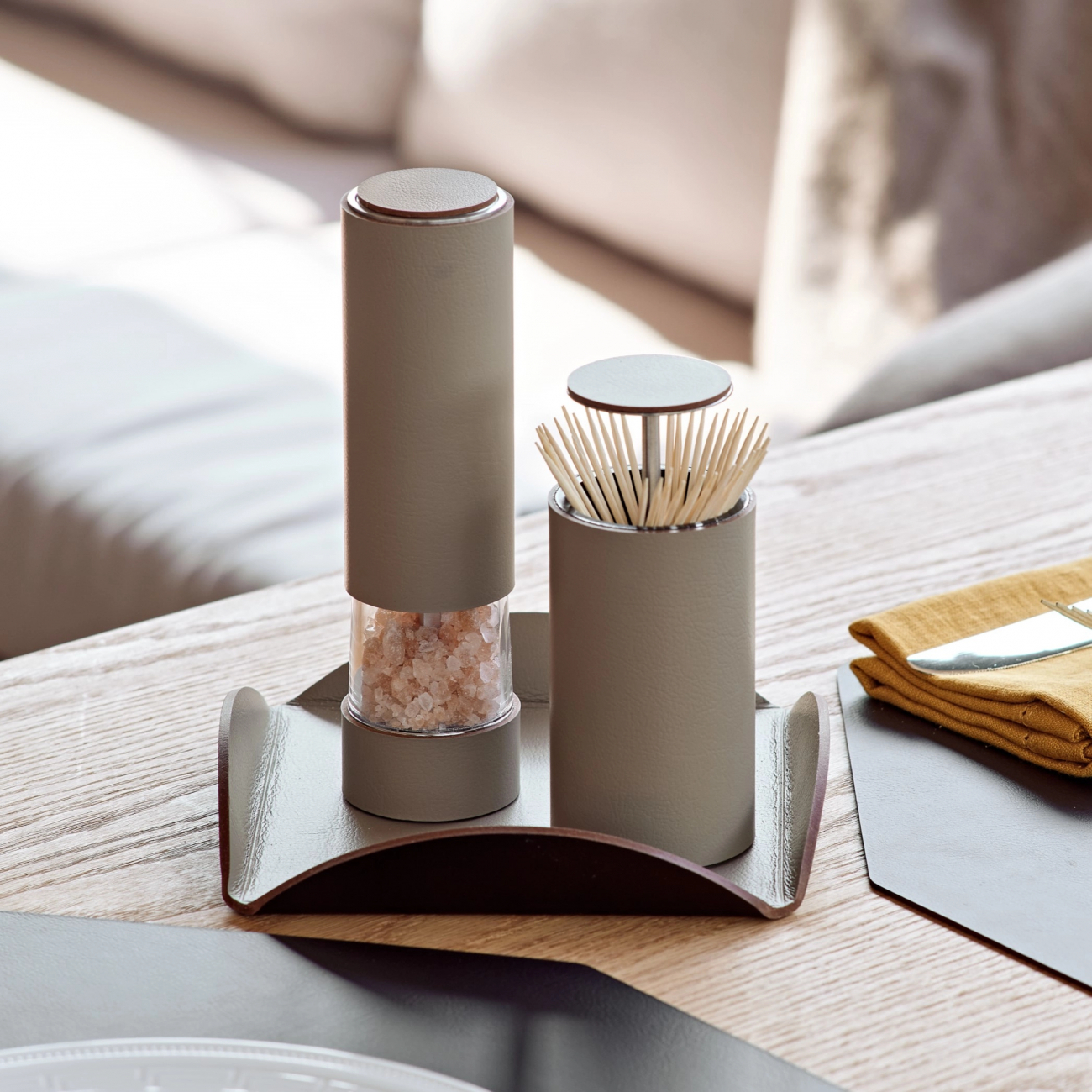 Подставка для зубочисток 10 см капучино, кожа – 2