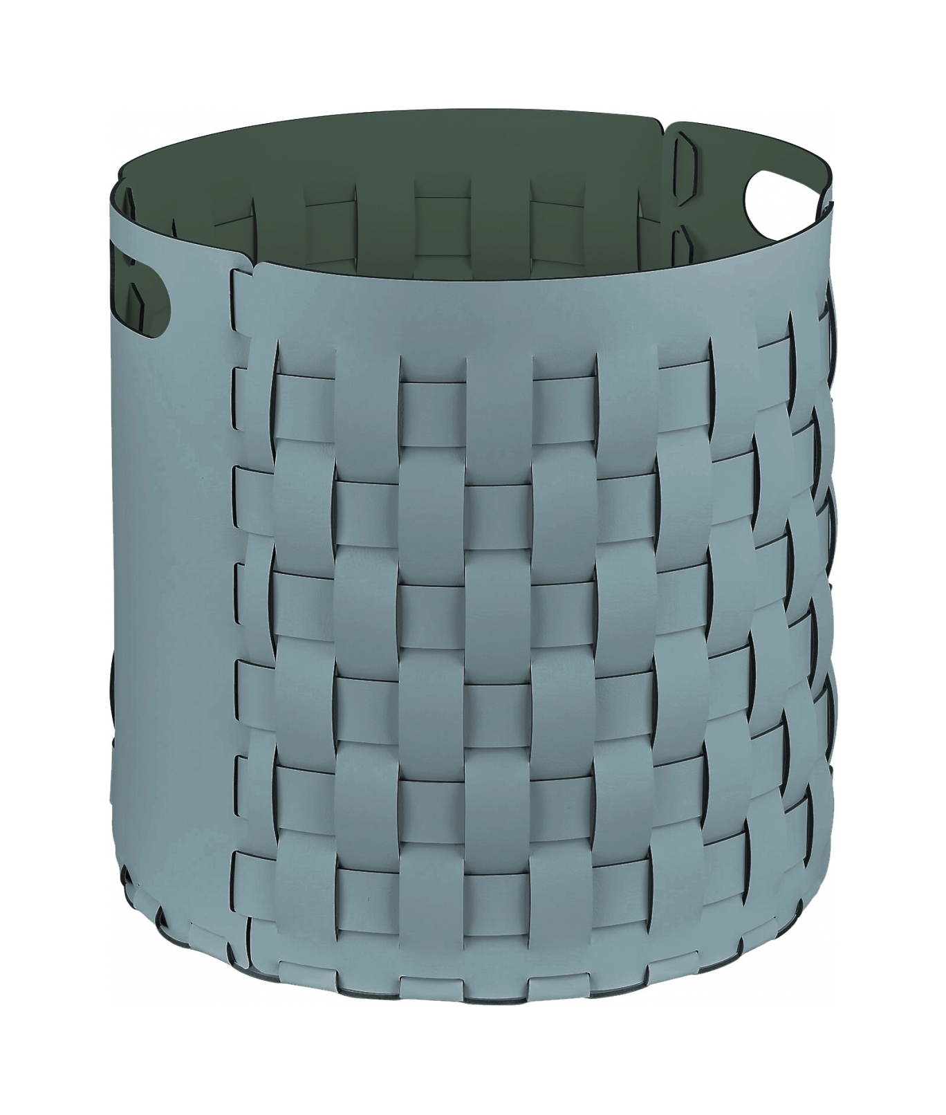 Корзина BOTTEGA круглая 40 см небесно-голубая, кожа