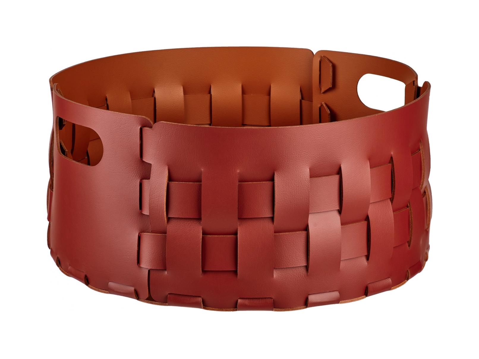 Корзина BOTTEGA круглая 20 см бордо, кожа
