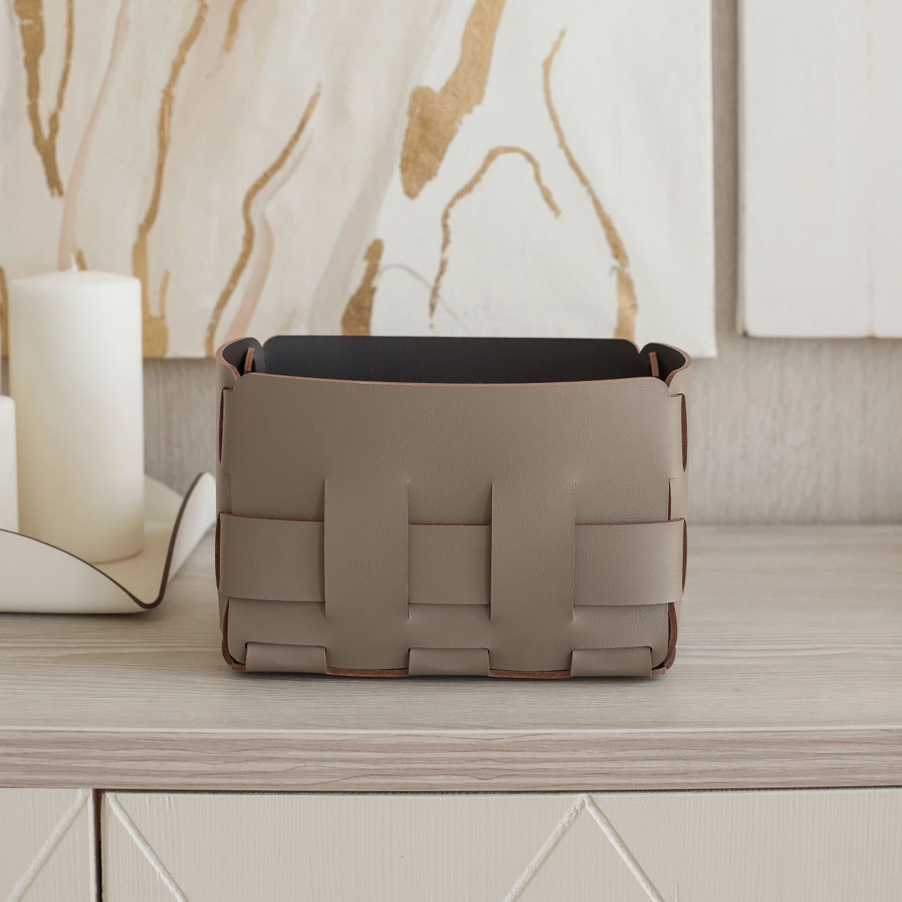 Корзиночка Mini BOTTEGA 19х19 капучино, кожа – 2