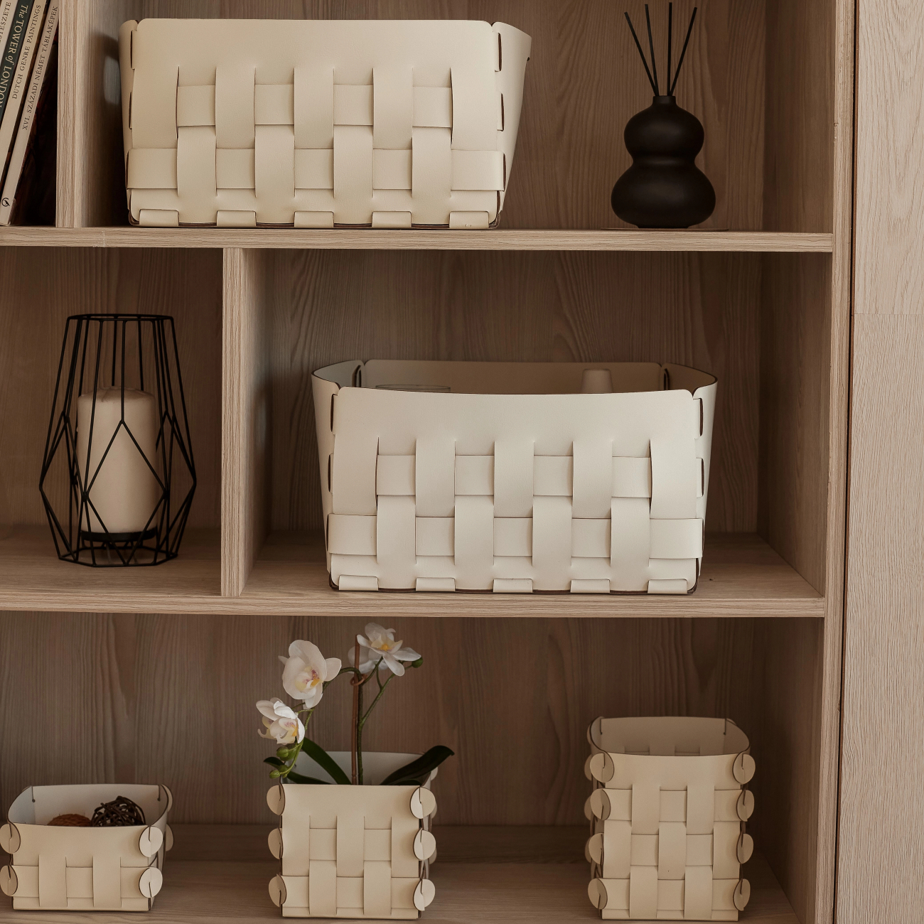 Корзина BOTTEGA 35x35 белая, кожа ADJ 1045.10.TS30