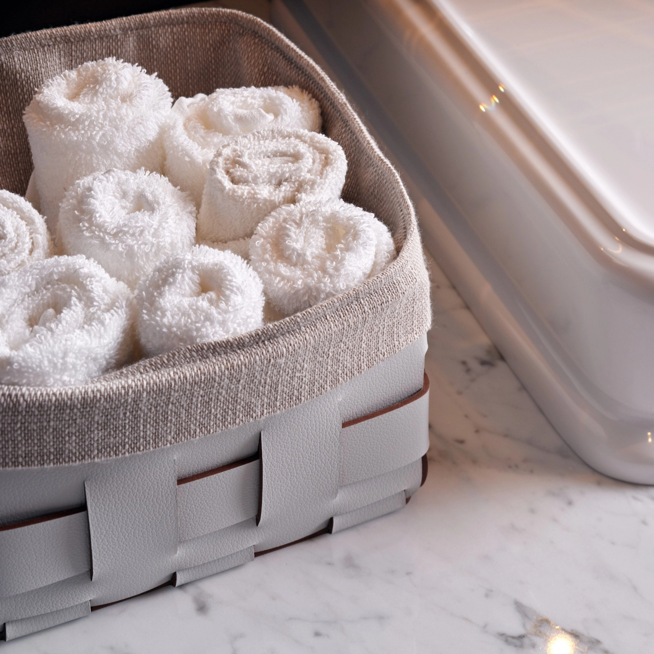 Корзиночка Mini BOTTEGA 19х19 устричная, кожа – 2