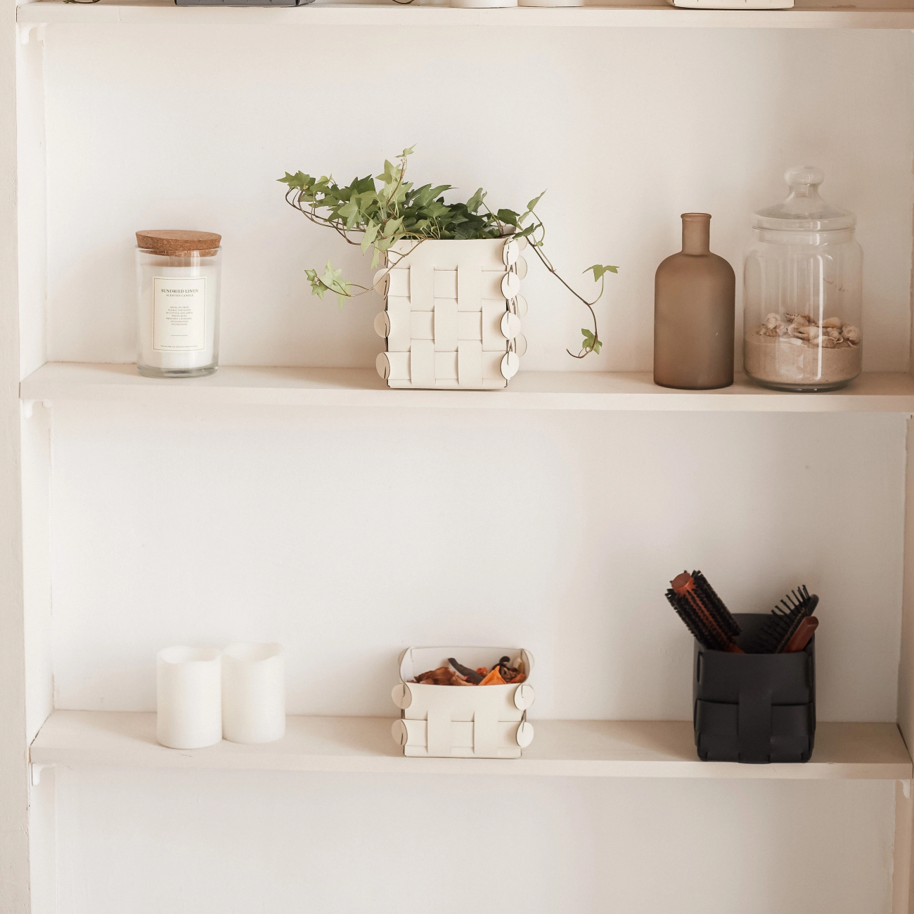 Корзинка SHLESSER 13х13 белая, кожа – 2