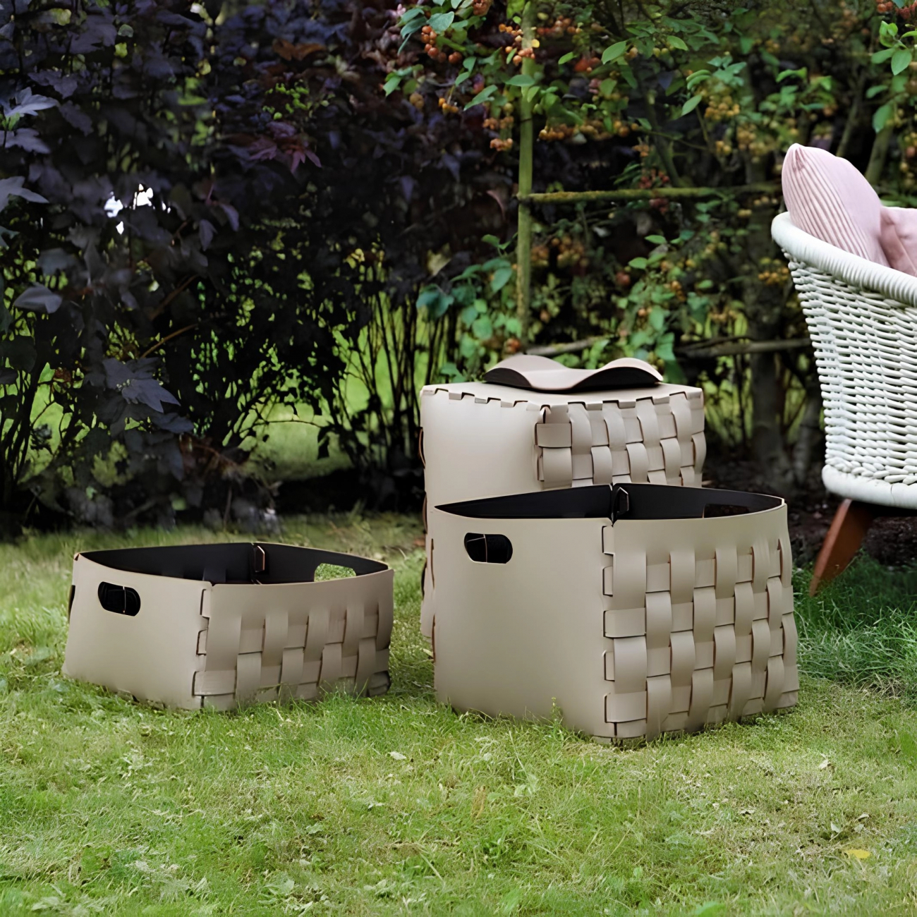 Корзина BOTTEGA 35х40 капучино, кожа ADJ 1048.04.TS30