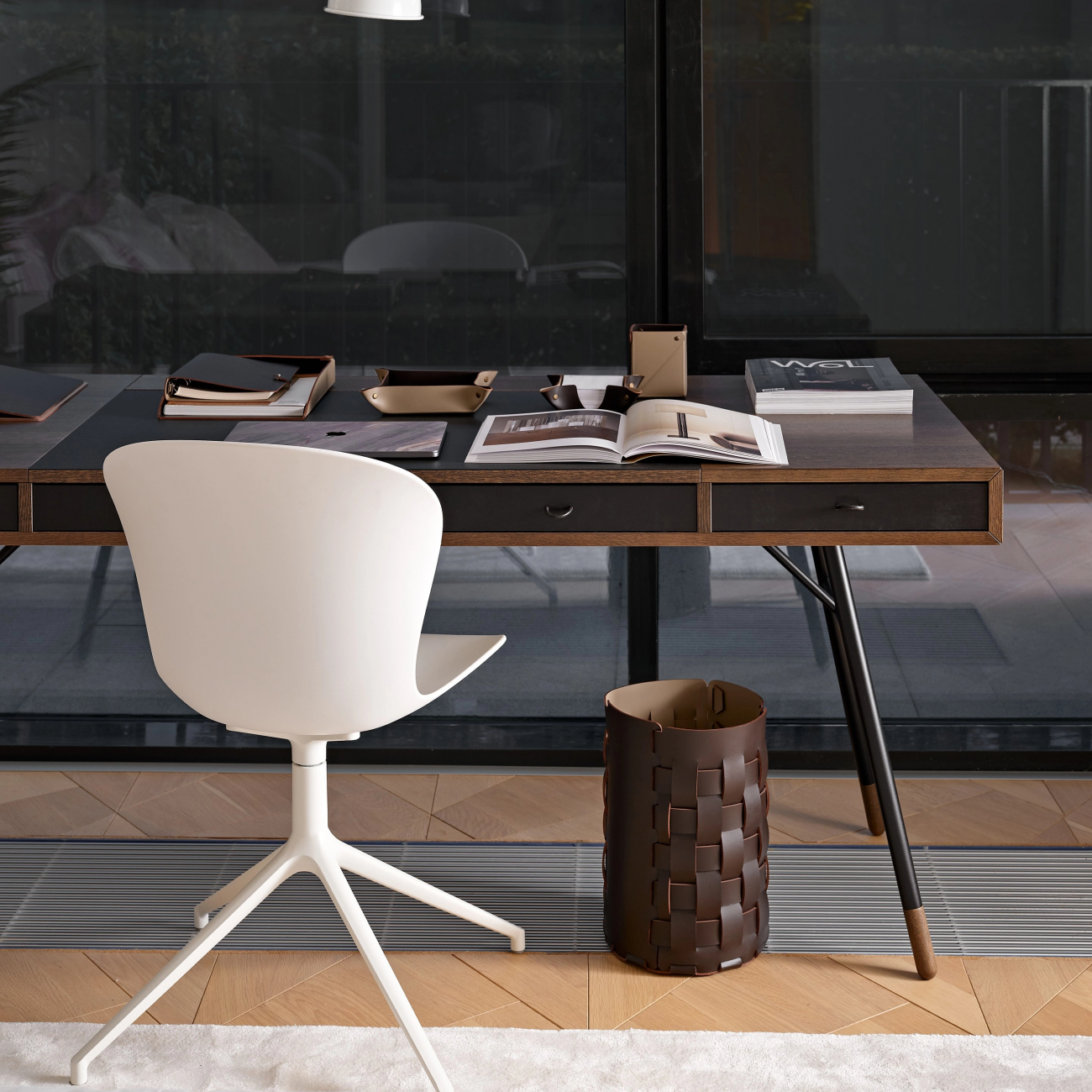 Корзина BOTTEGA круглая 35 см шоколад, кожа ADJ 2035.06.TS30