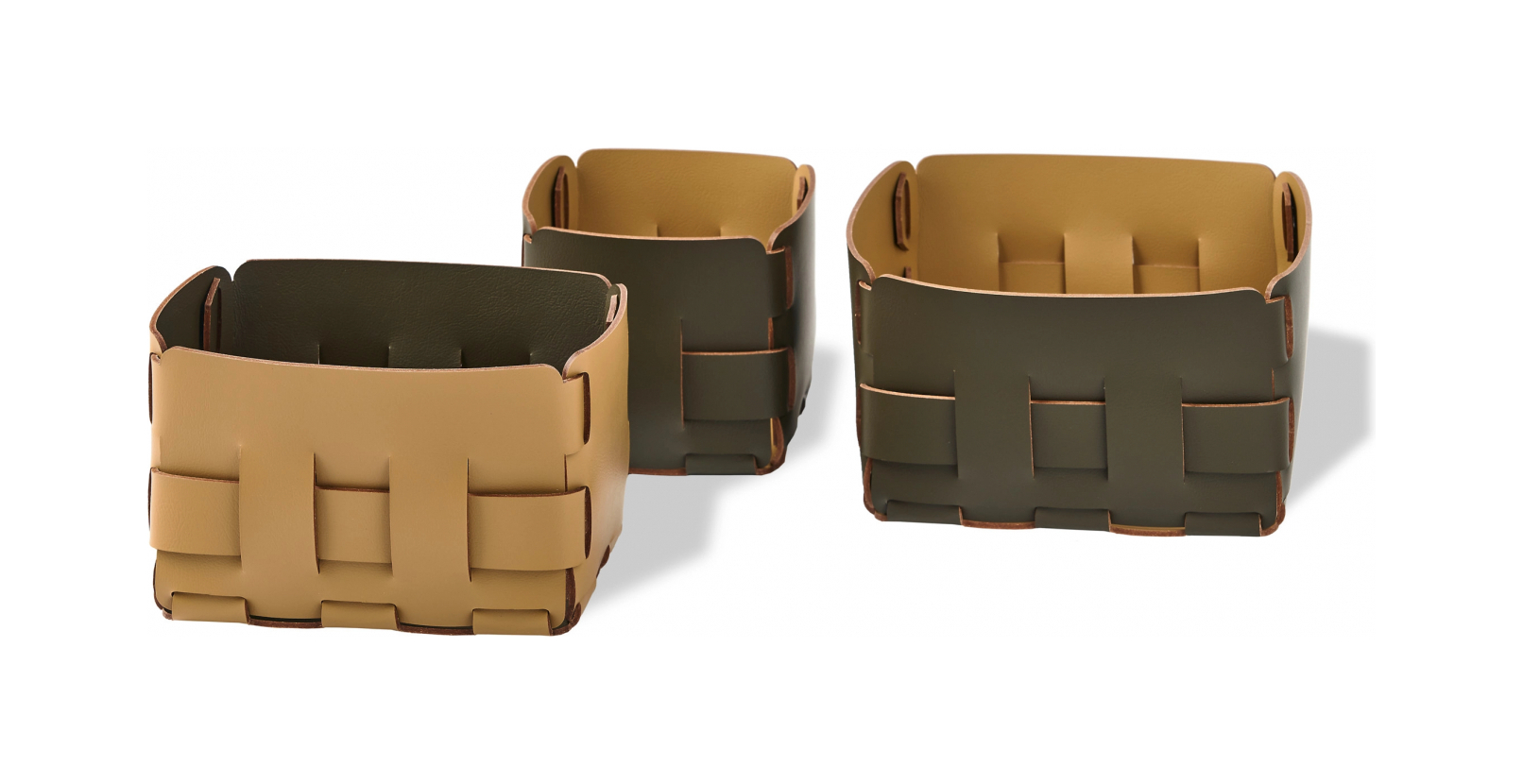 Корзиночка Mini BOTTEGA 19х19 олива, кожа – 2