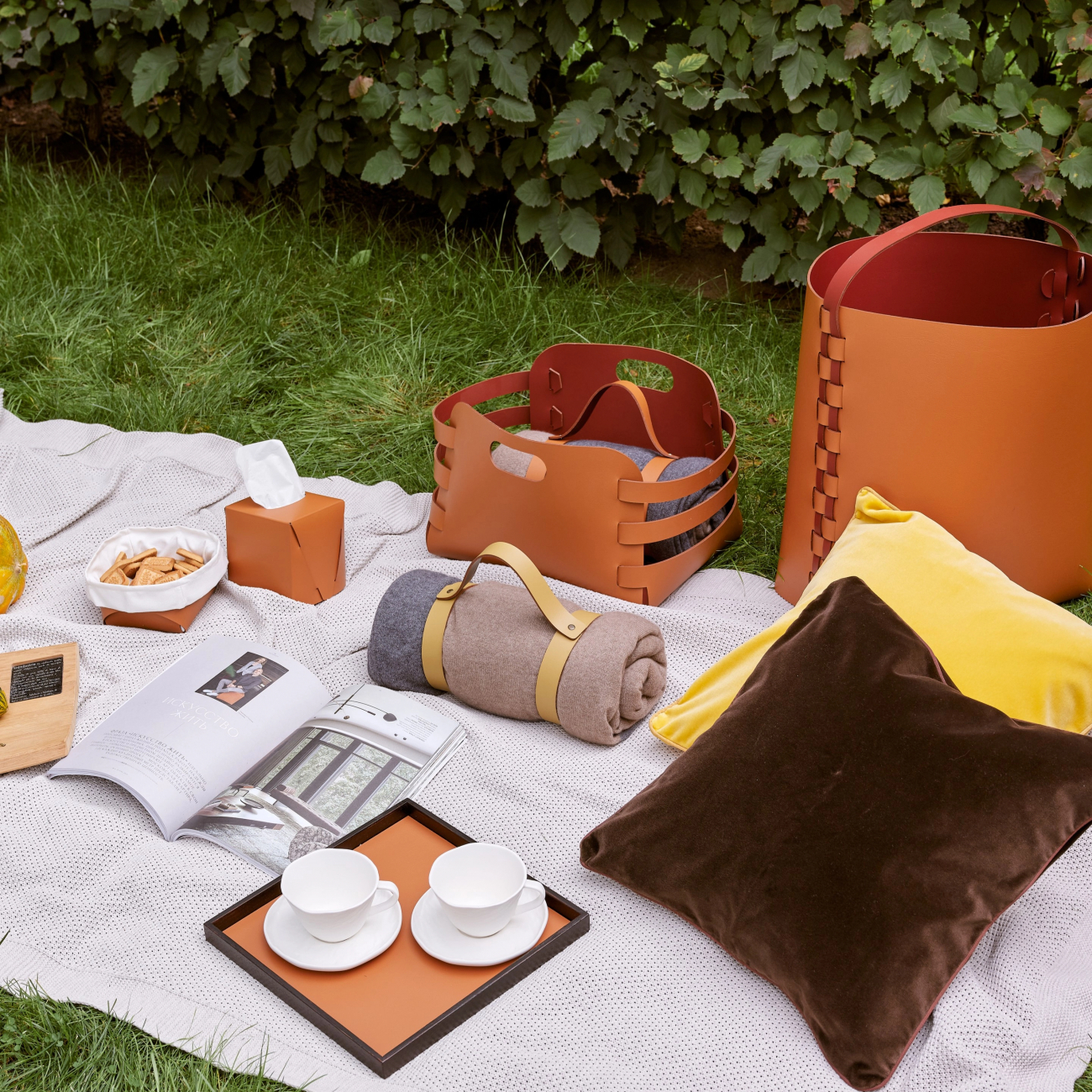 Корзина RIGA 27x36 коньяк, кожа ADJ 9687.09.TS30