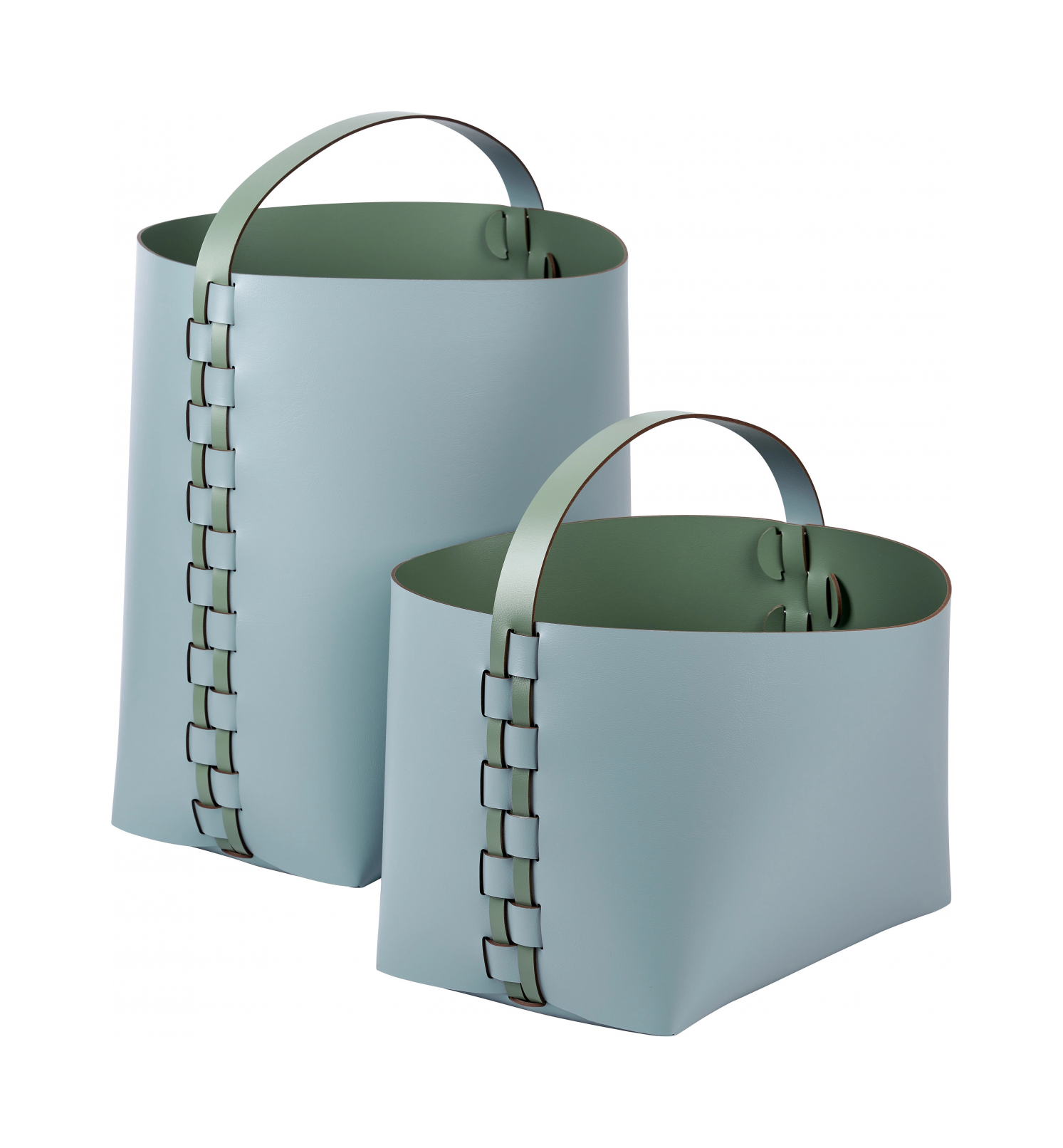 Корзина HELENA прямоугольная с ручкой 35х30 см небесно-голубая, кожа ADJ 3645.50.TS30