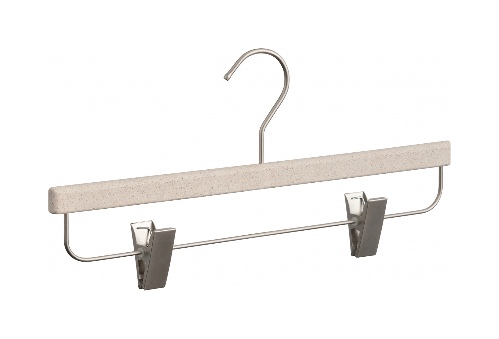 Вешалка с прорезиненными зажимами 37 см, слоновая кость, древесная паста