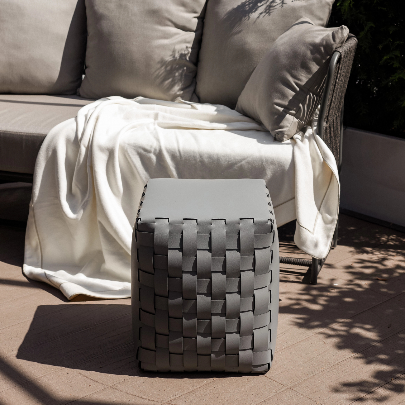 Пуф BOTTEGA квадратный 35x35 серый, кожа ADJ 1070.03.TS30