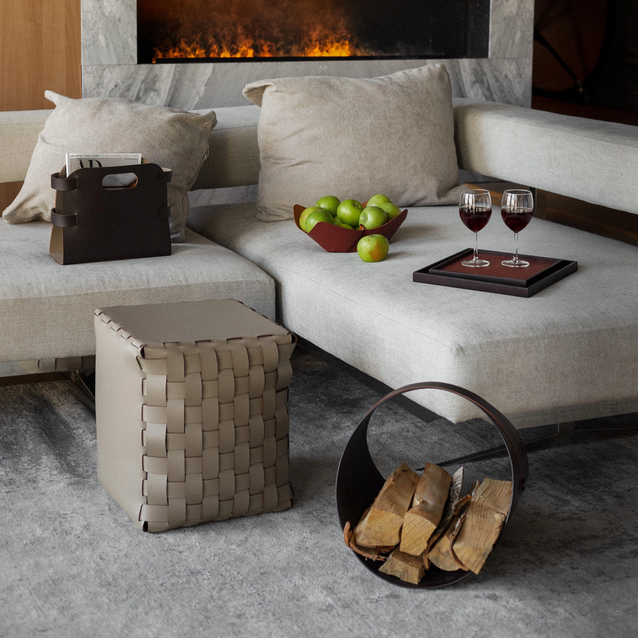 Пуф BOTTEGA квадратный 35x35 капучино, кожа – 2