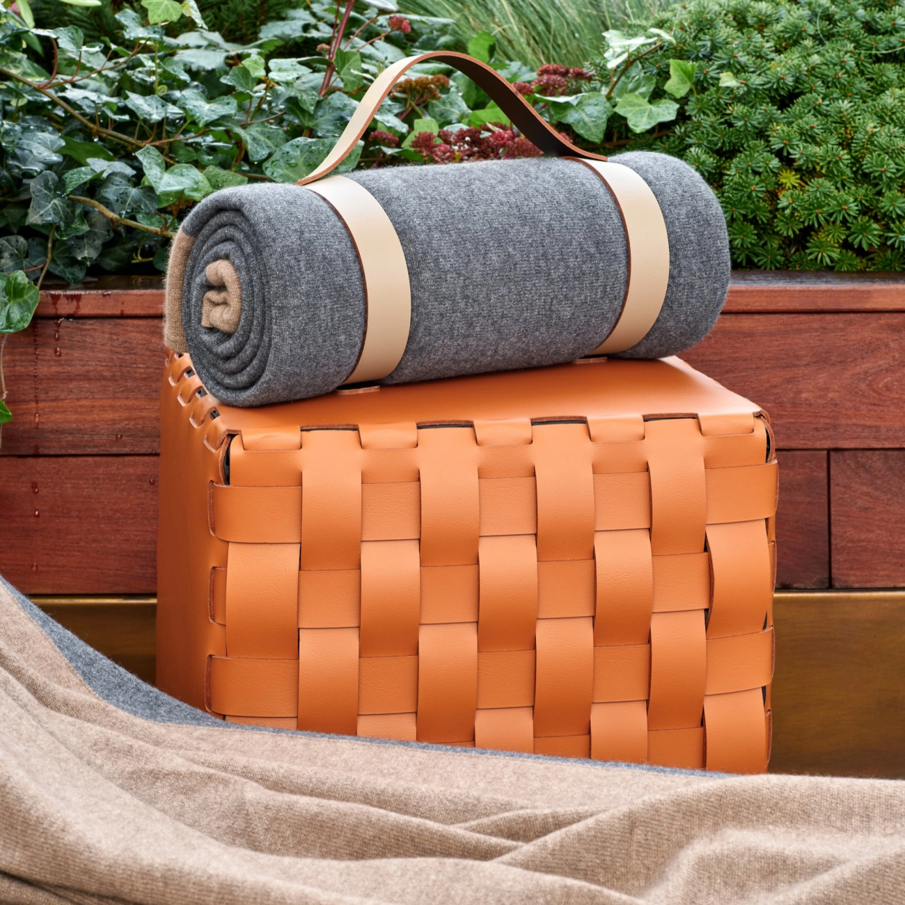 Пуф BOTTEGA квадратный 35x35 коньяк, кожа ADJ 1070.09.TS30