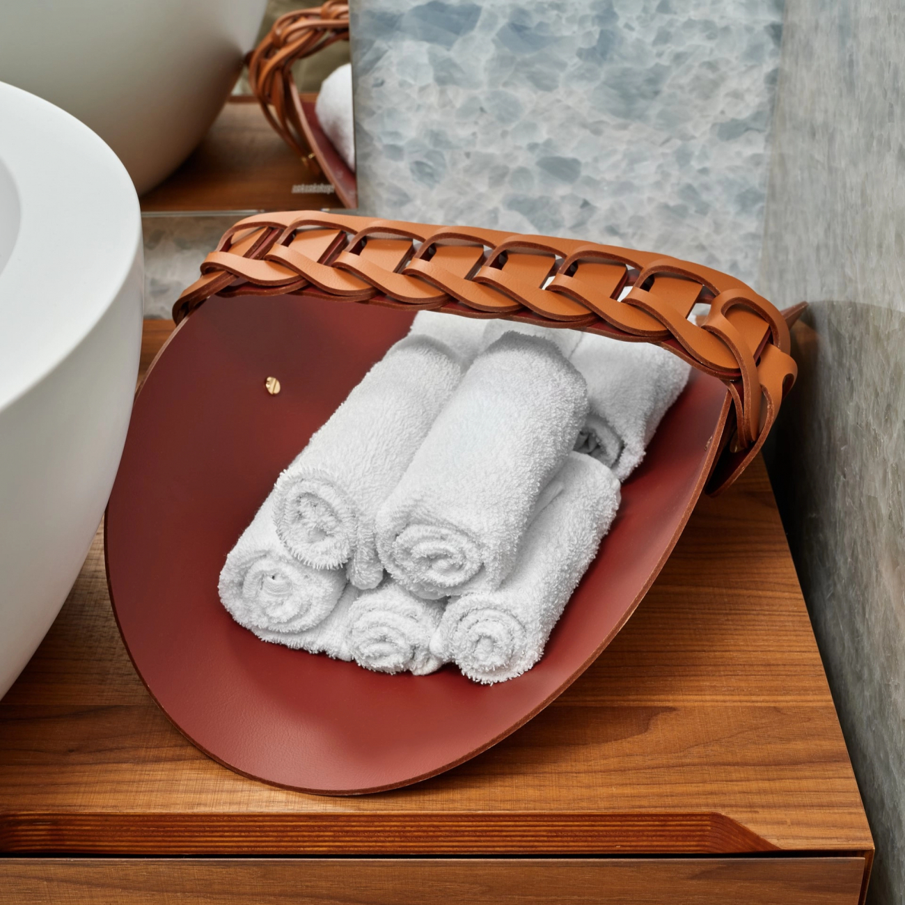 СПА-корзина с ручкой RIVIERE 48x28 см коньяк, кожа ADJ 4828.09.TS30