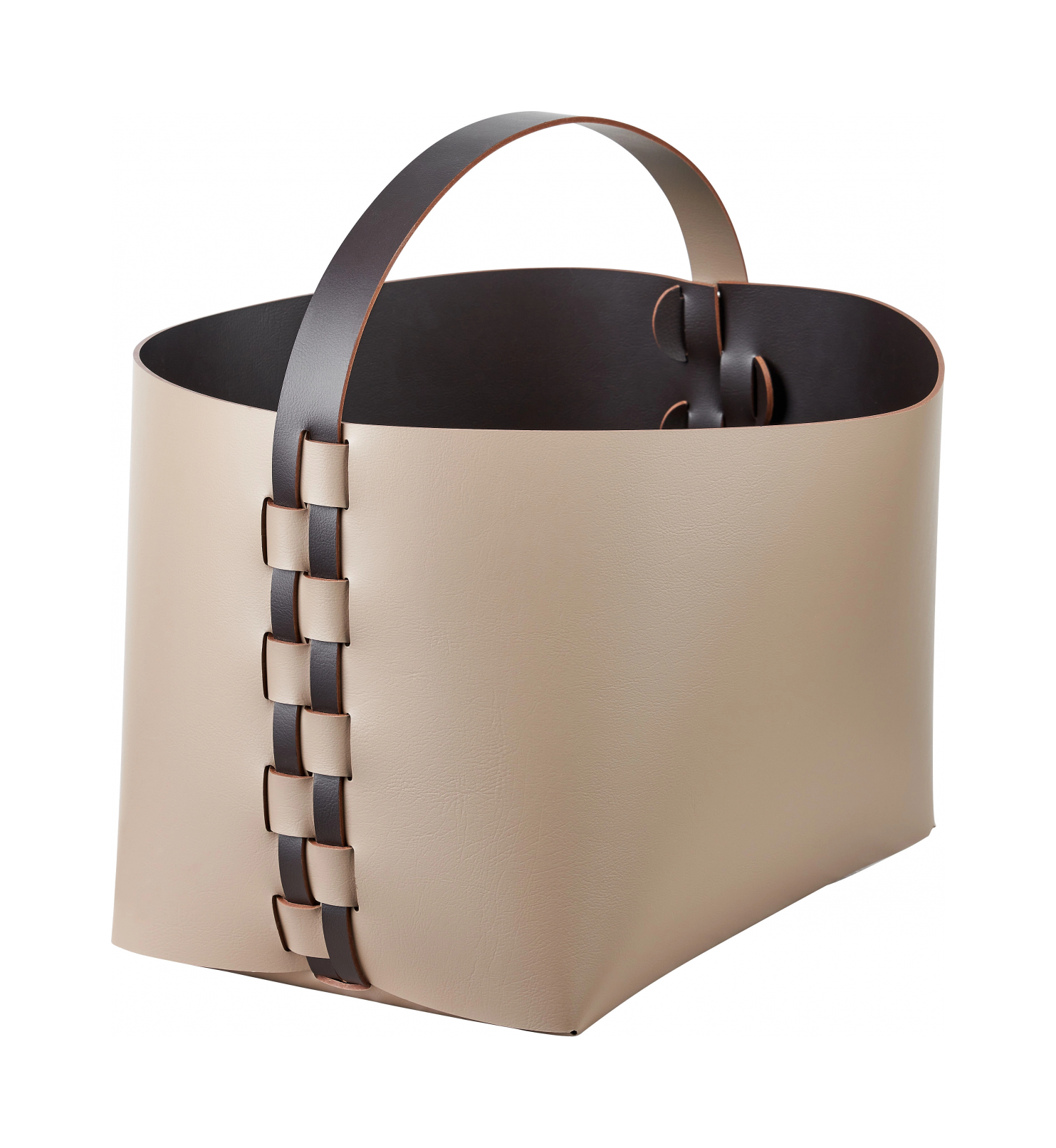 Корзина HELENA прямоугольная с ручкой 35х30 см капучино, кожа