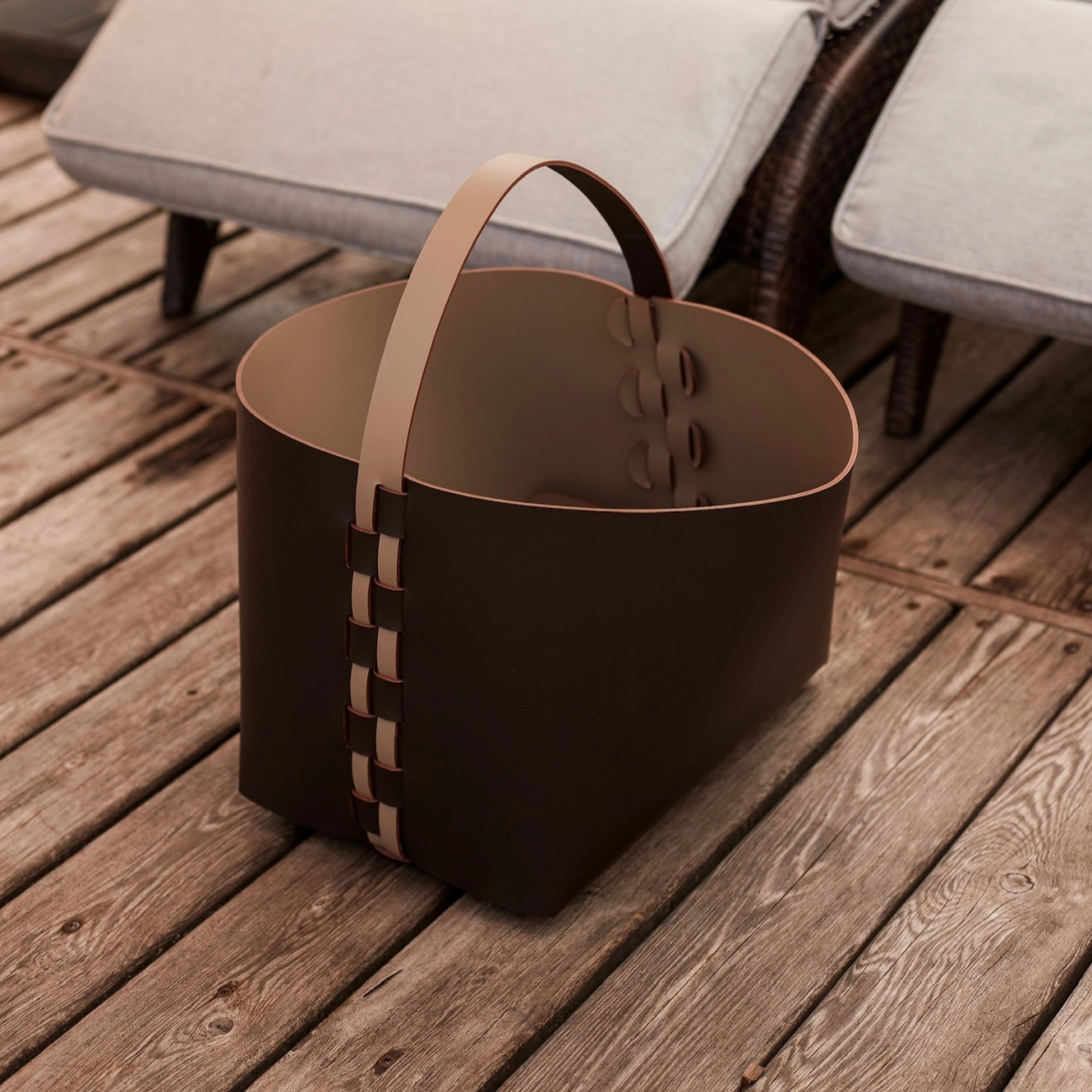 Корзина HELENA прямоугольная с ручкой 35х30 см шоколад, кожа ADJ 3626.06.TS30