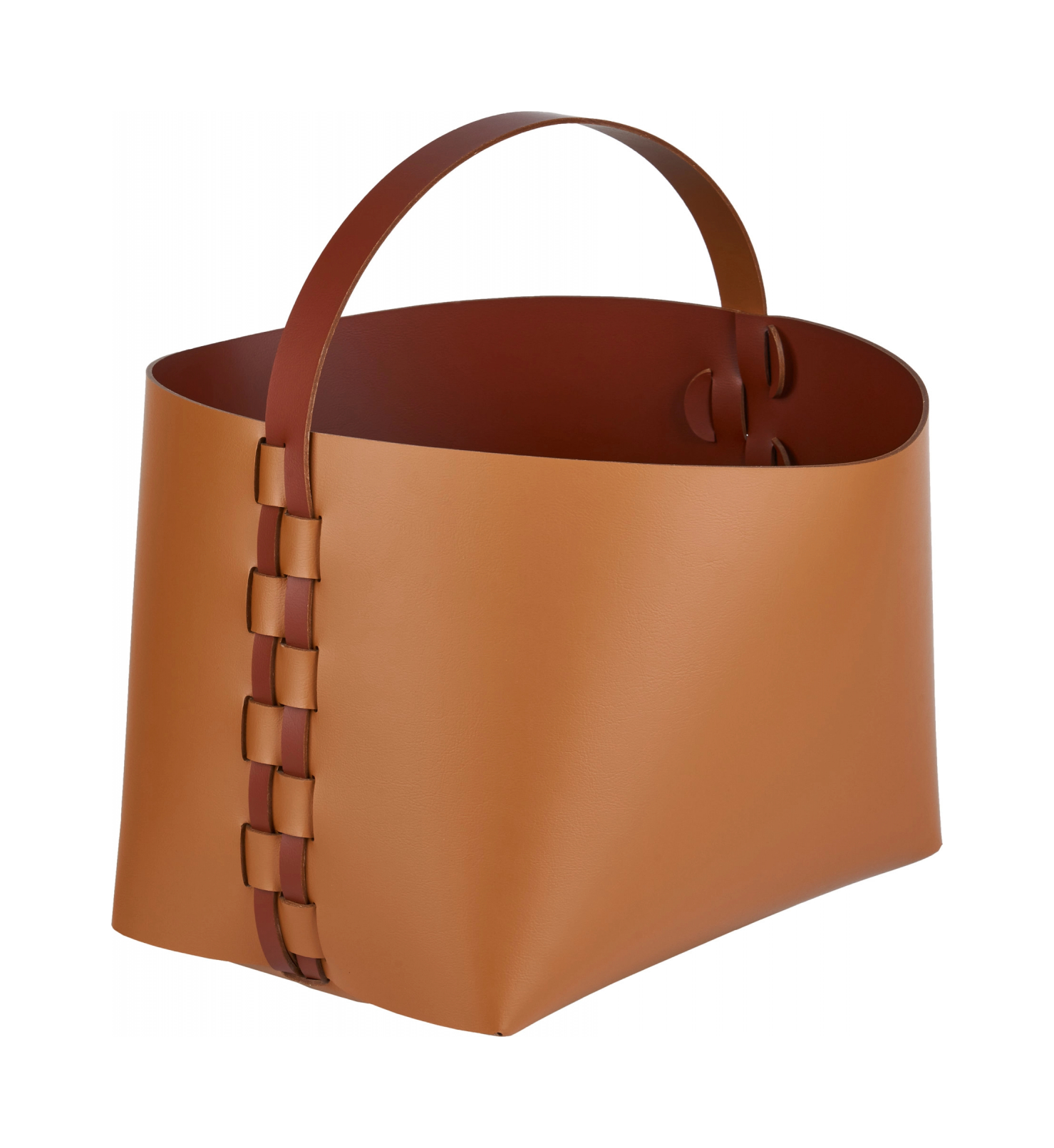 Корзина HELENA прямоугольная с ручкой 35х30 см коньяк, кожа