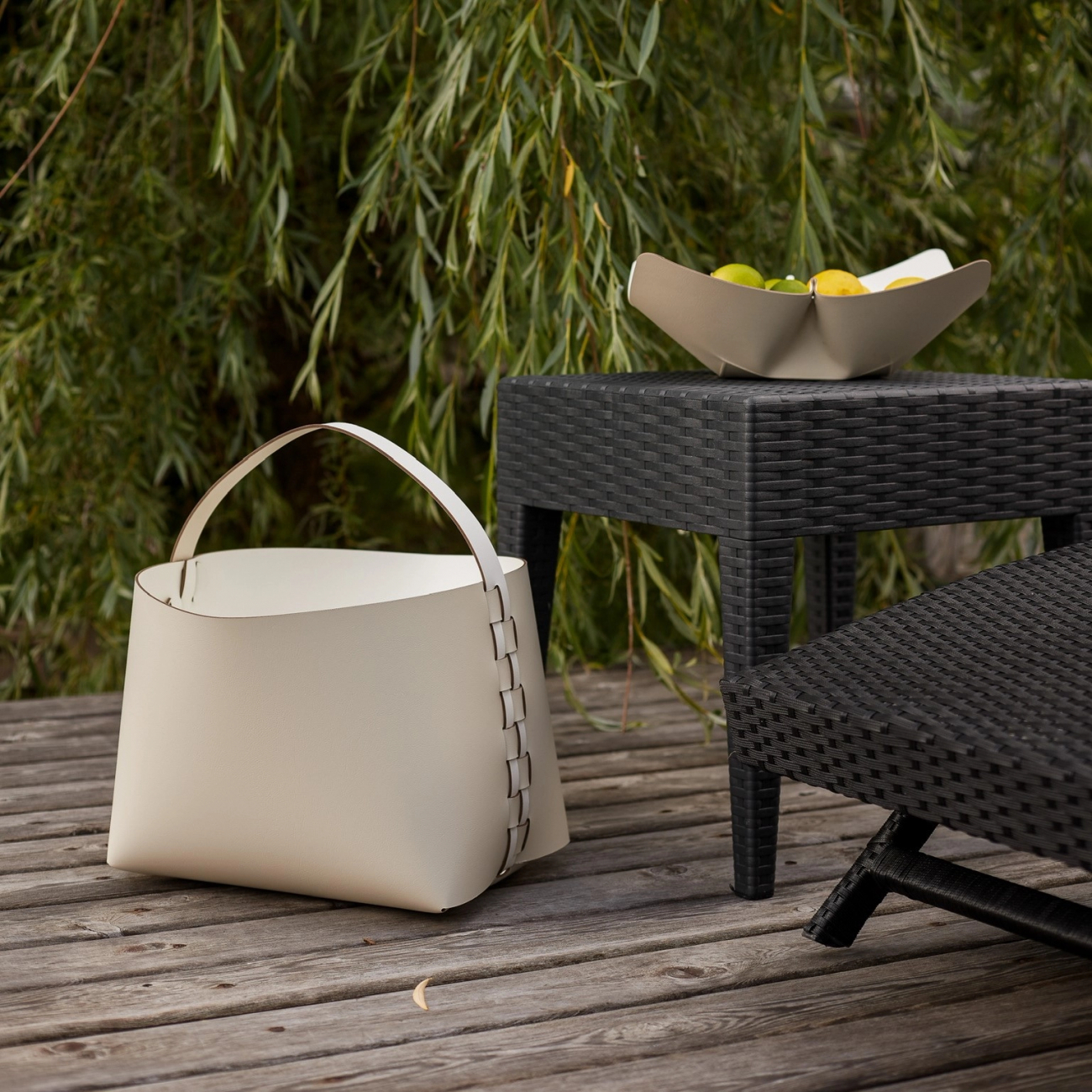 Корзина HELENA прямоугольная с ручкой 35х30 см панна кота, кожа – 2