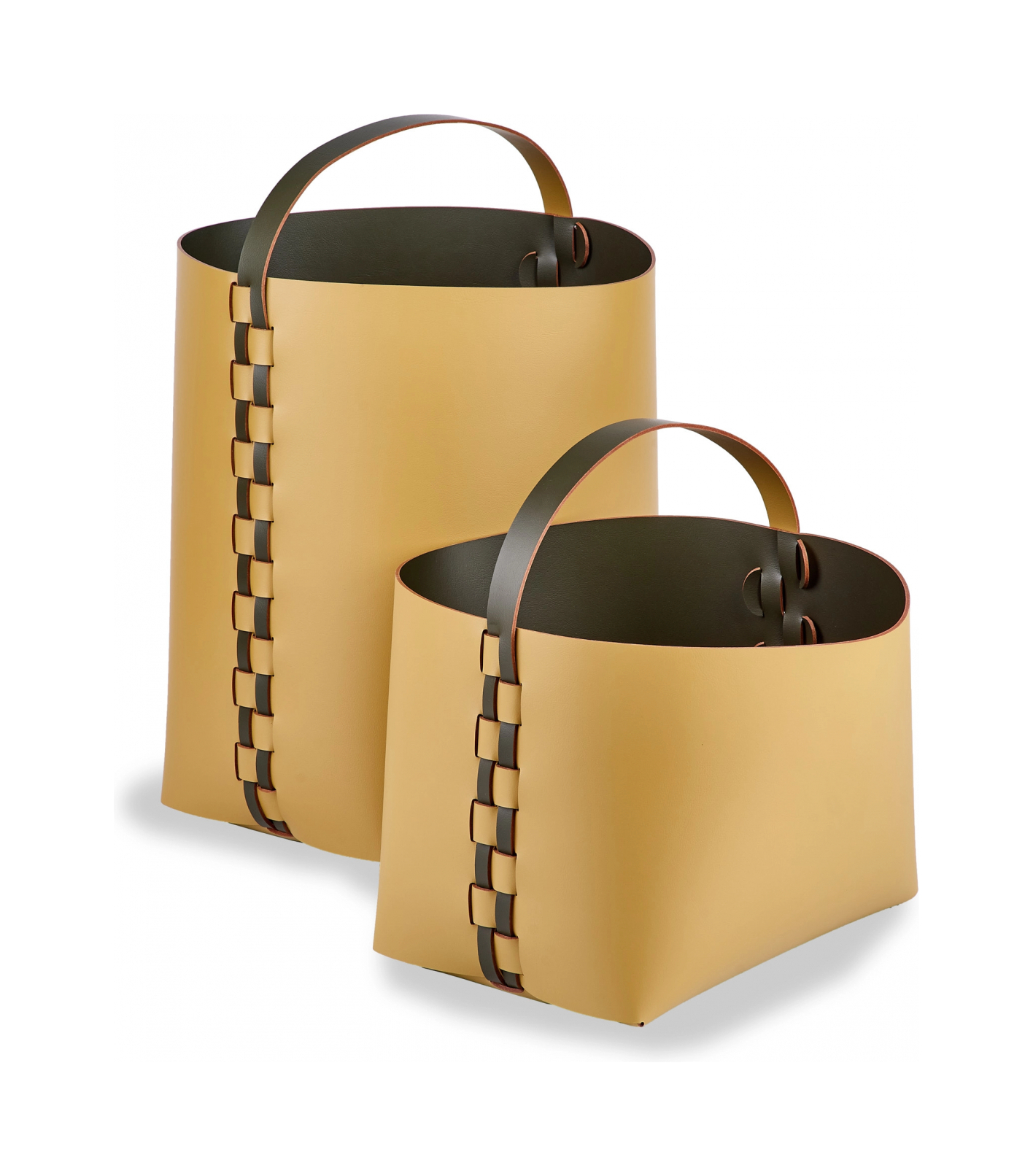 Корзина HELENA прямоугольная с ручкой 35х30 см горчица, кожа – 2