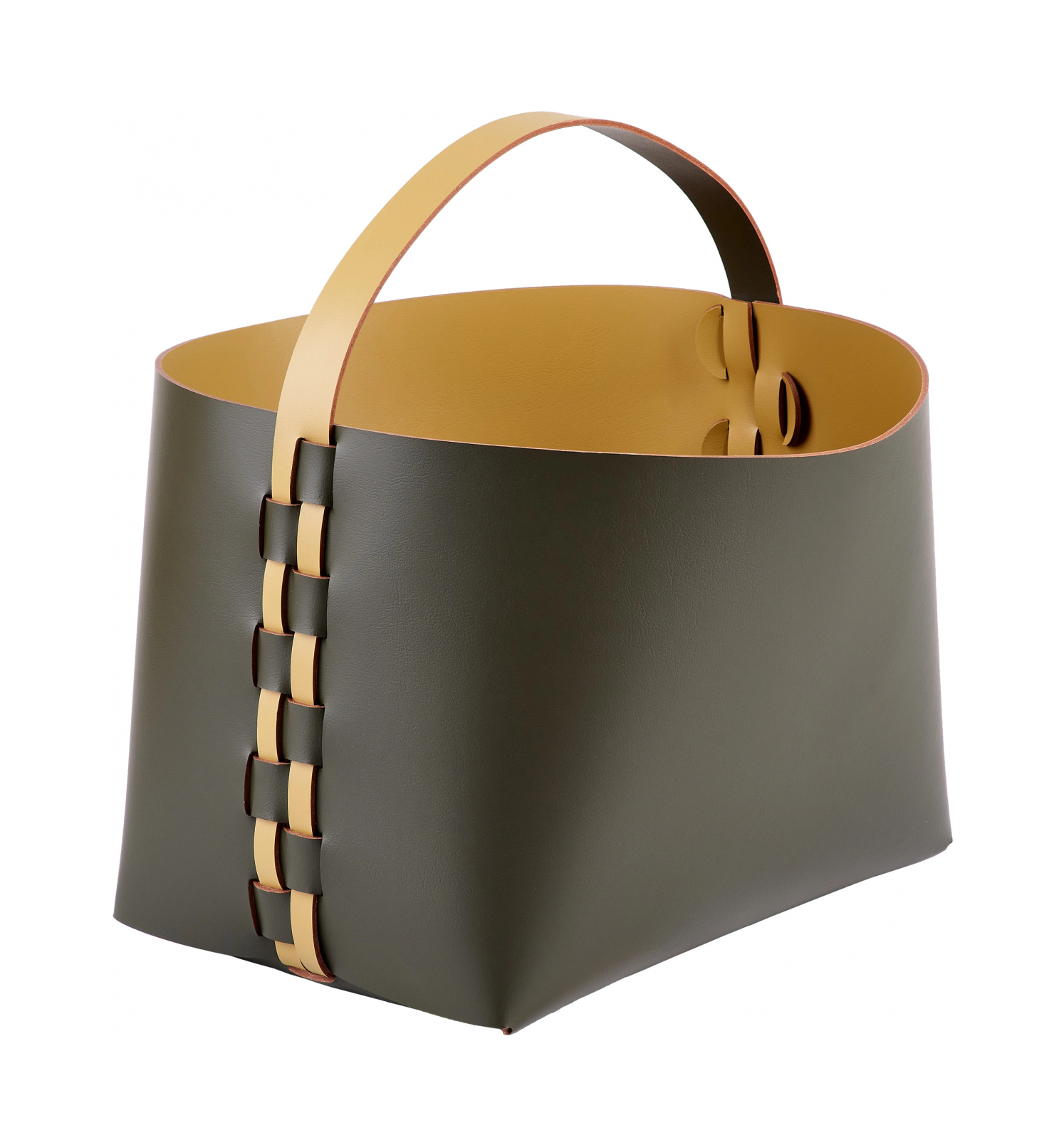 Корзина HELENA прямоугольная с ручкой 35х30 см олива, кожа