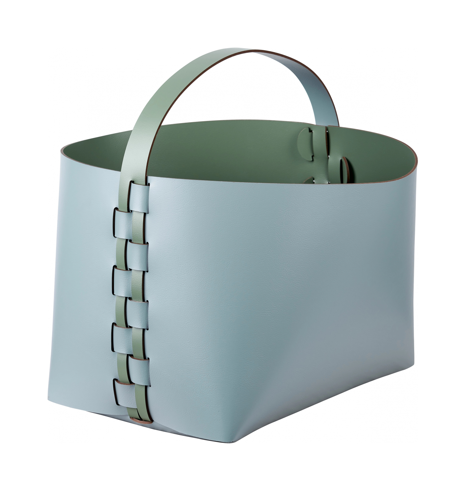 Корзина HELENA прямоугольная с ручкой 35х30 см небесно-голубая, кожа