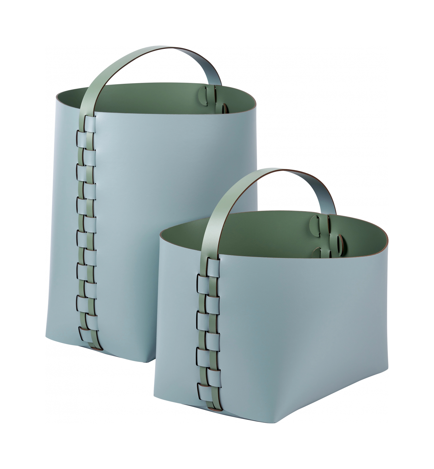 Корзина HELENA прямоугольная с ручкой 35х30 см небесно-голубая, кожа – 2