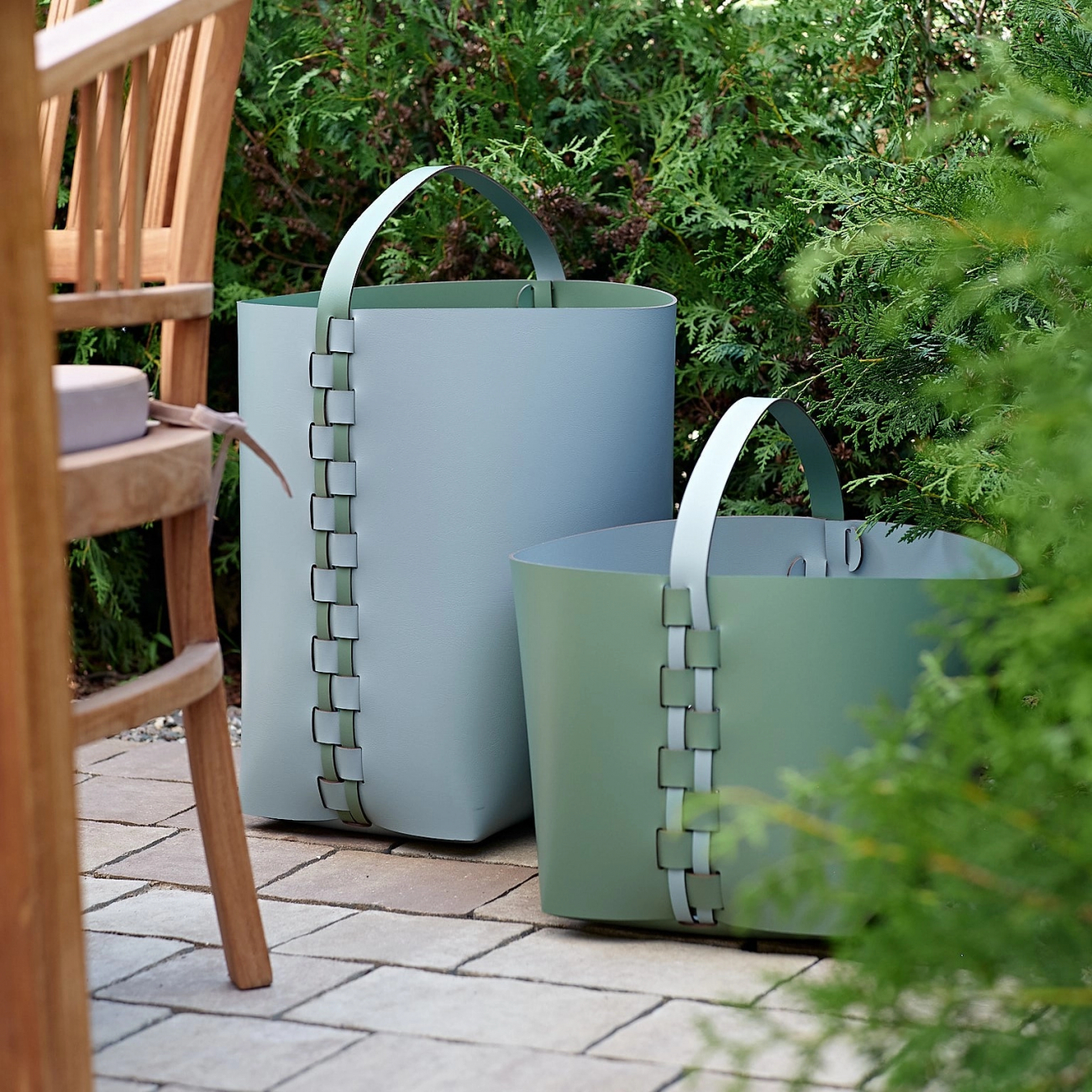 Корзина HELENA прямоугольная с ручкой 35х30 см эвкалипт, кожа – 2